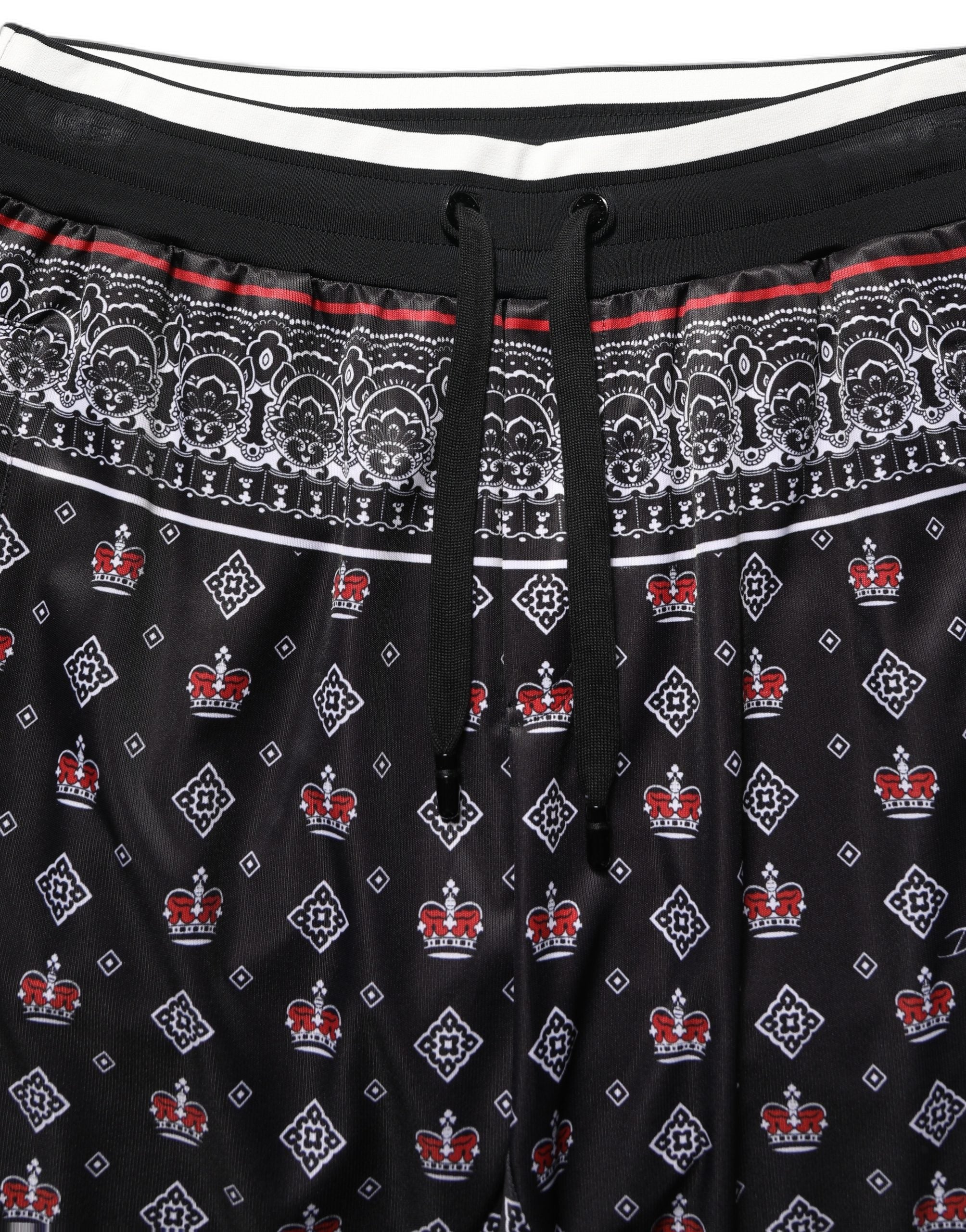Dolce & Gabbana Black Bandana Crown Jogger Men Trouser Pants Dolce & Gabbana