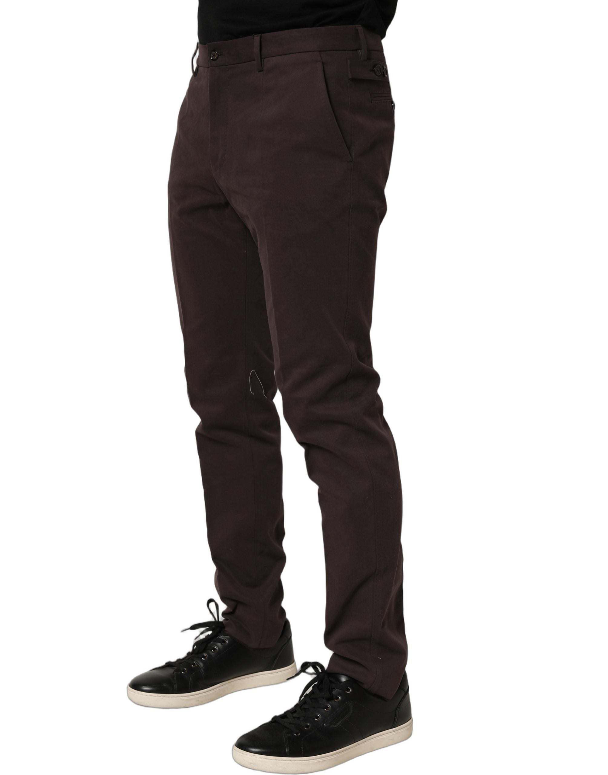Dolce & Gabbana Brown Cotton Skinny Leg Dress Trouser Pants Dolce & Gabbana