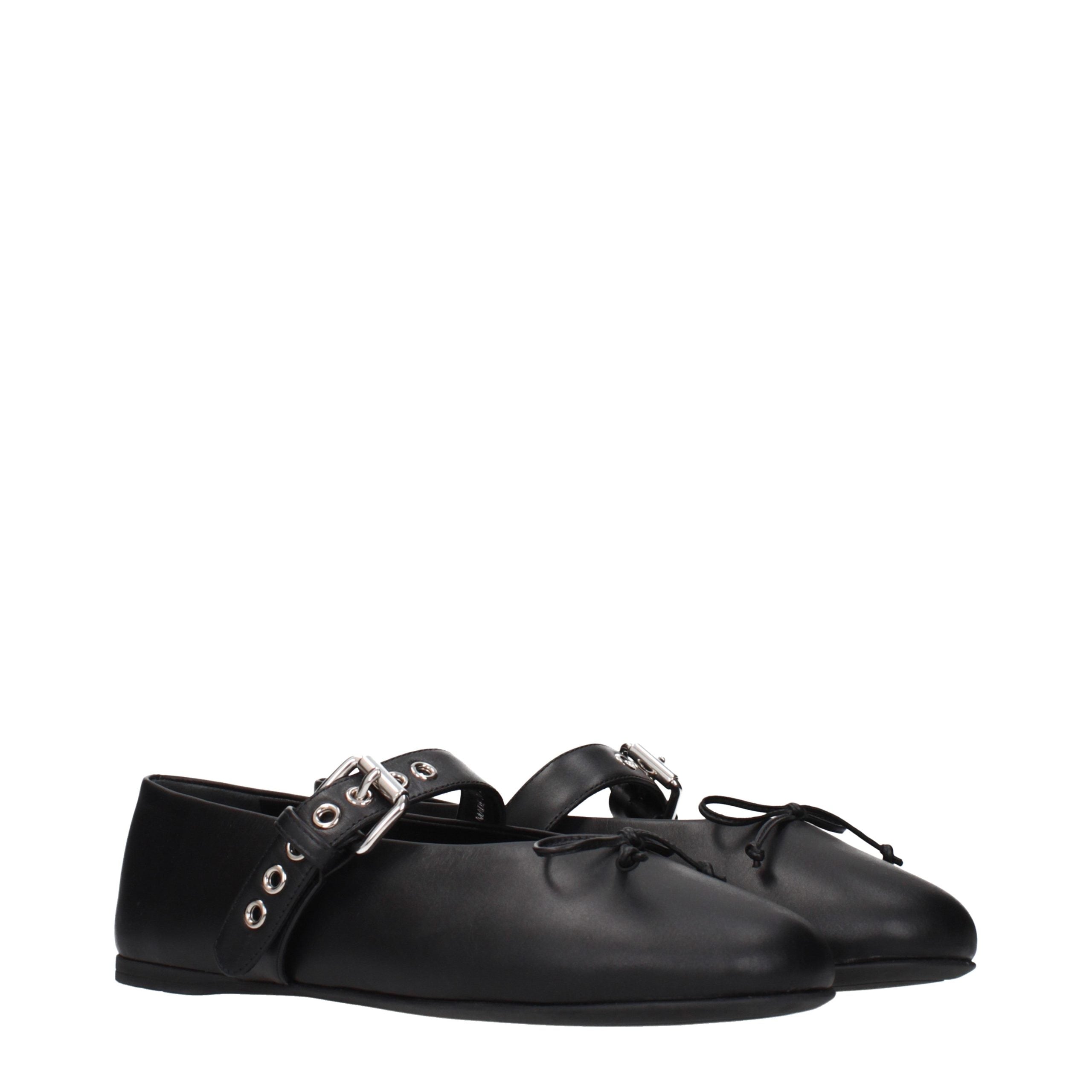 Miu Miu Black Leather Ballet Flats Miu Miu