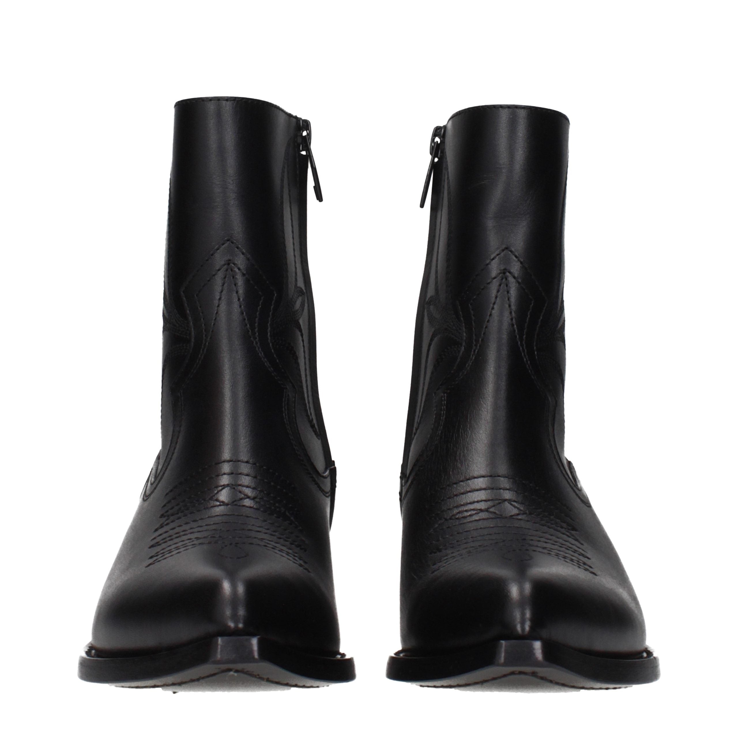 Celine Black Leather Ankle Boots Celine
