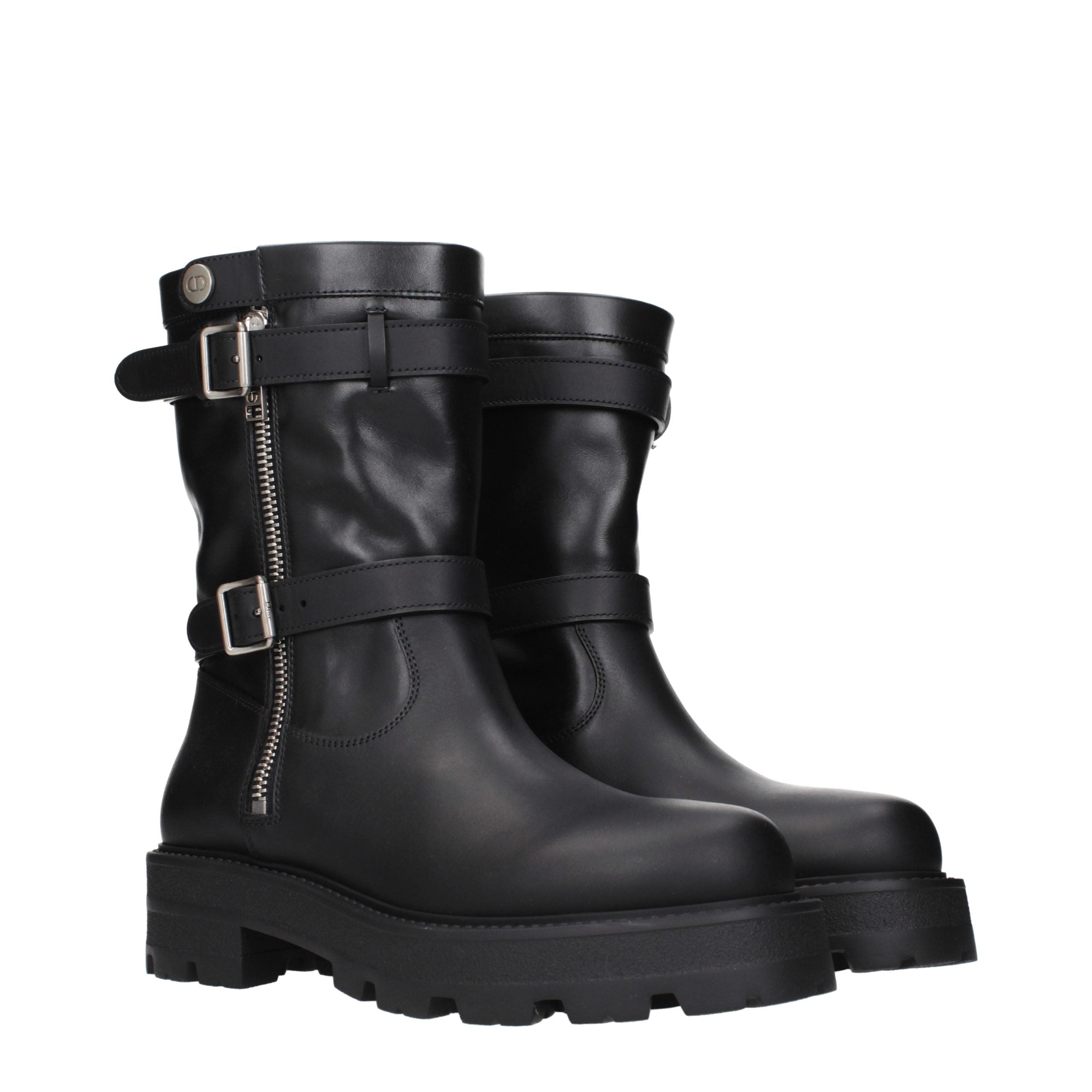 Christian Dior Black Leather Ankle Boots Christian Dior