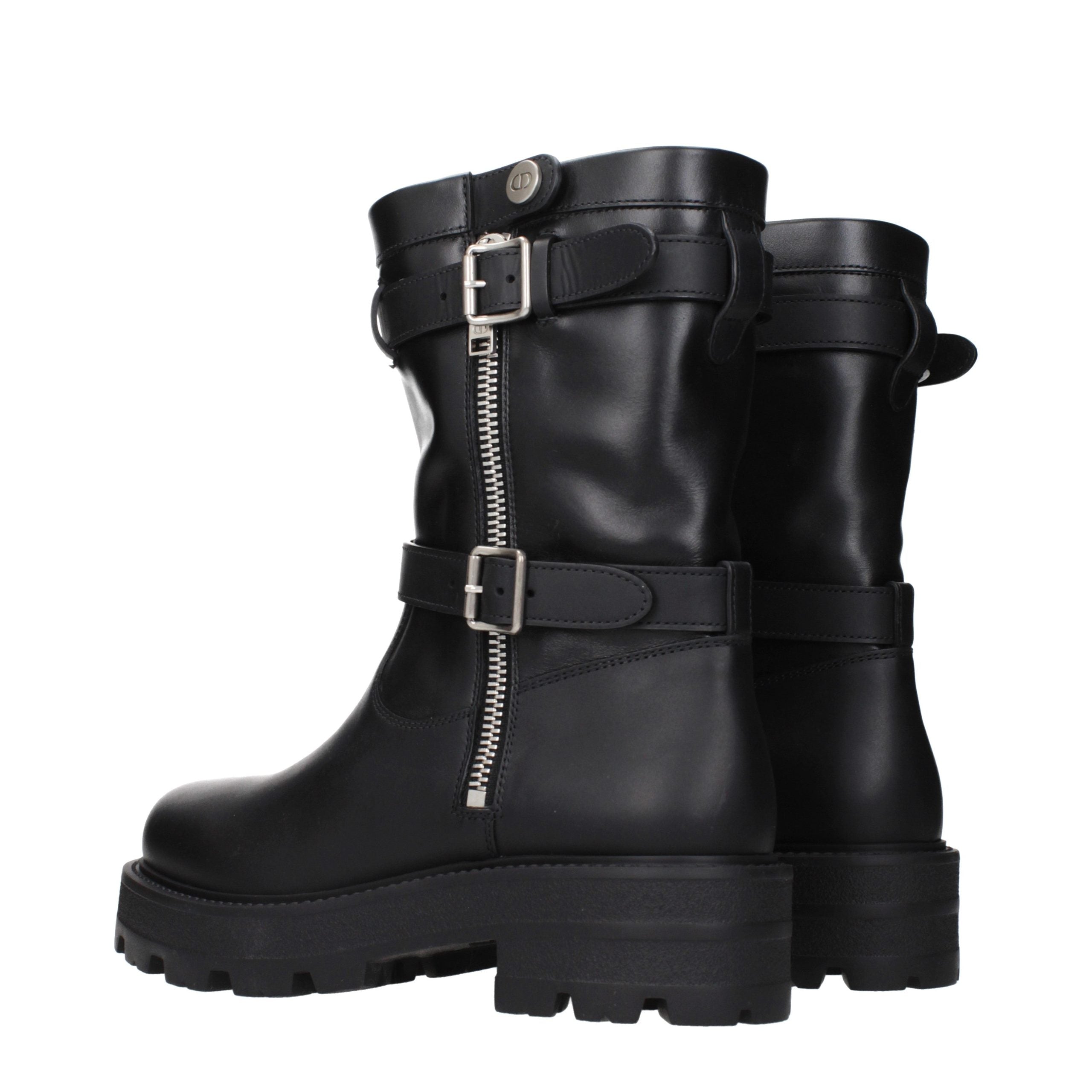 Christian Dior Black Leather Ankle Boots Christian Dior