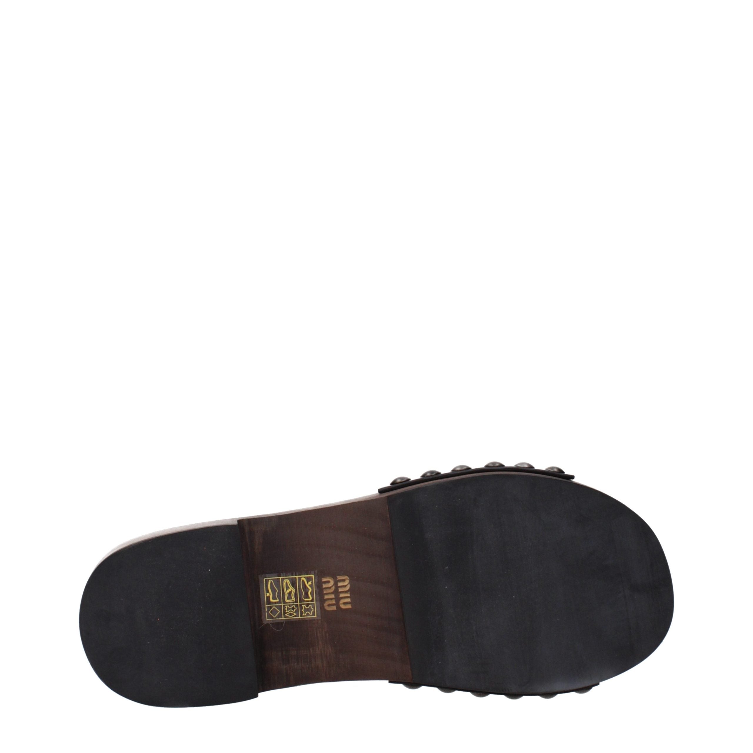 Miu Miu Black Leather Slippers Miu Miu