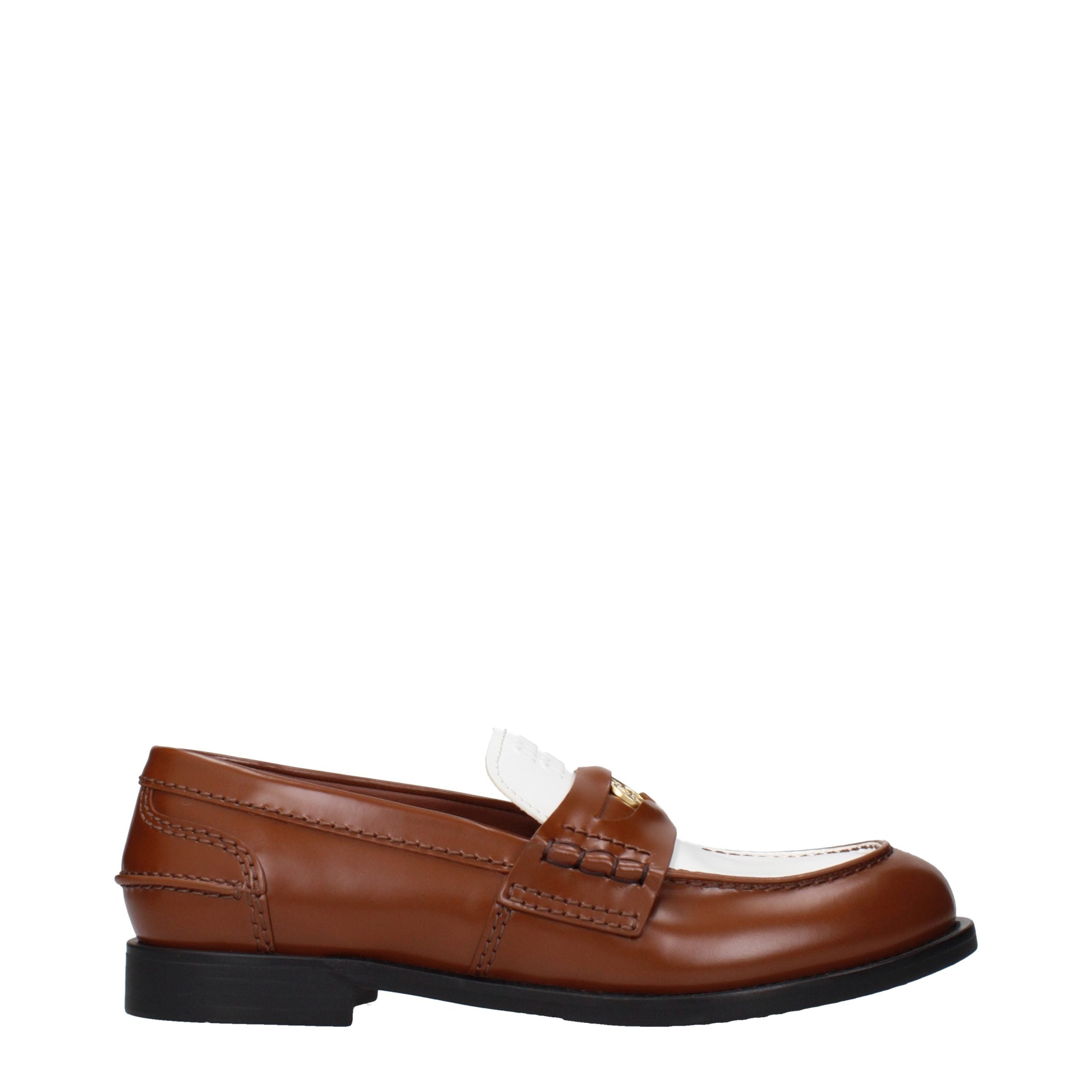 Miu Miu Brown Leather Slip-On Loafers Miu Miu