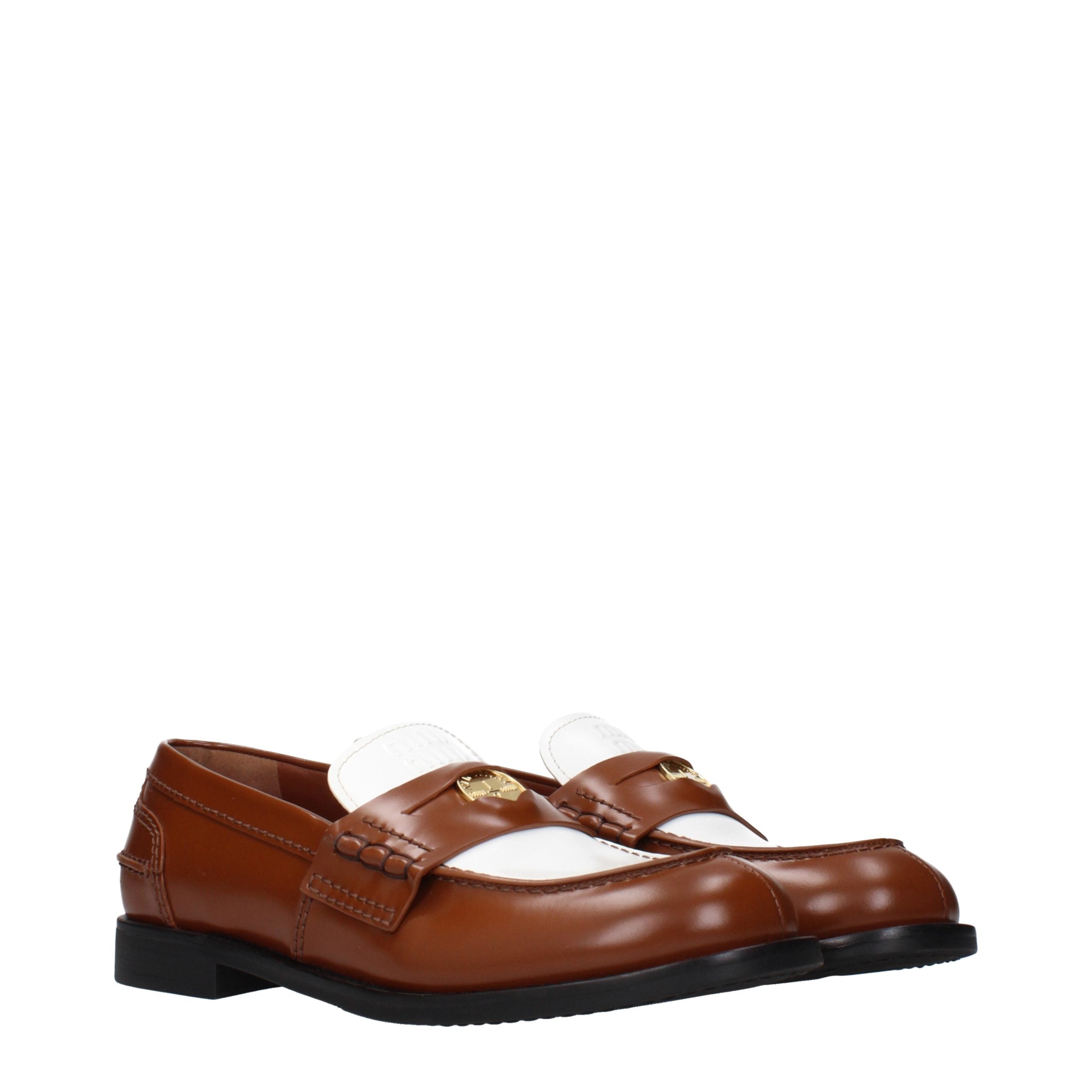 Miu Miu Brown Leather Slip-On Loafers Miu Miu