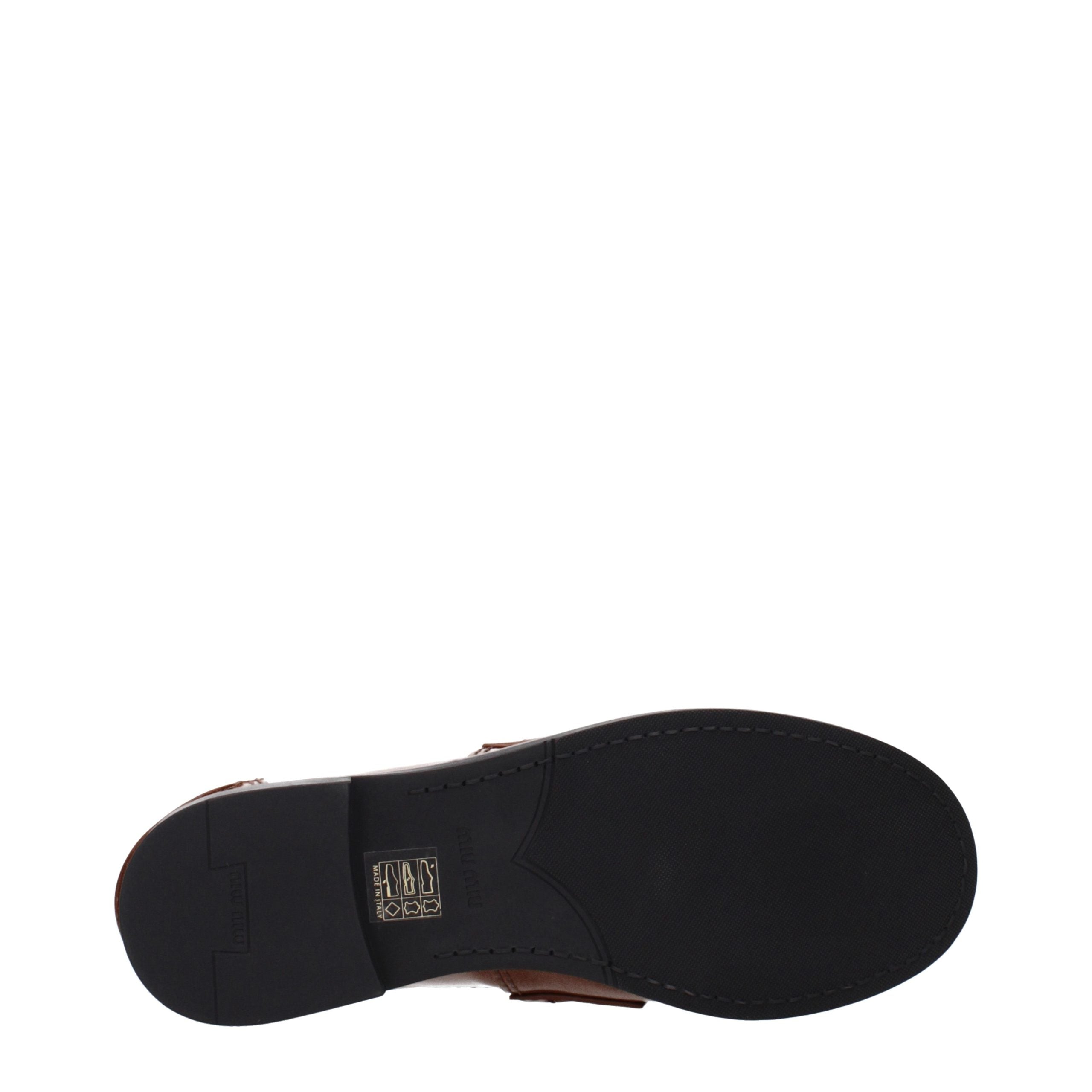 Miu Miu Brown Leather Slip-On Loafers Miu Miu