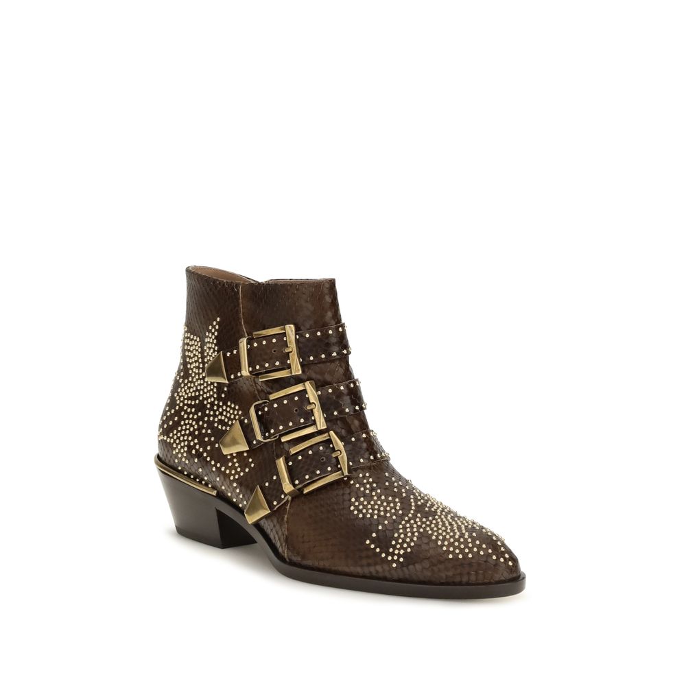Chloé Brown Calf Leather Bos Taurus Ankle Boots Chloé