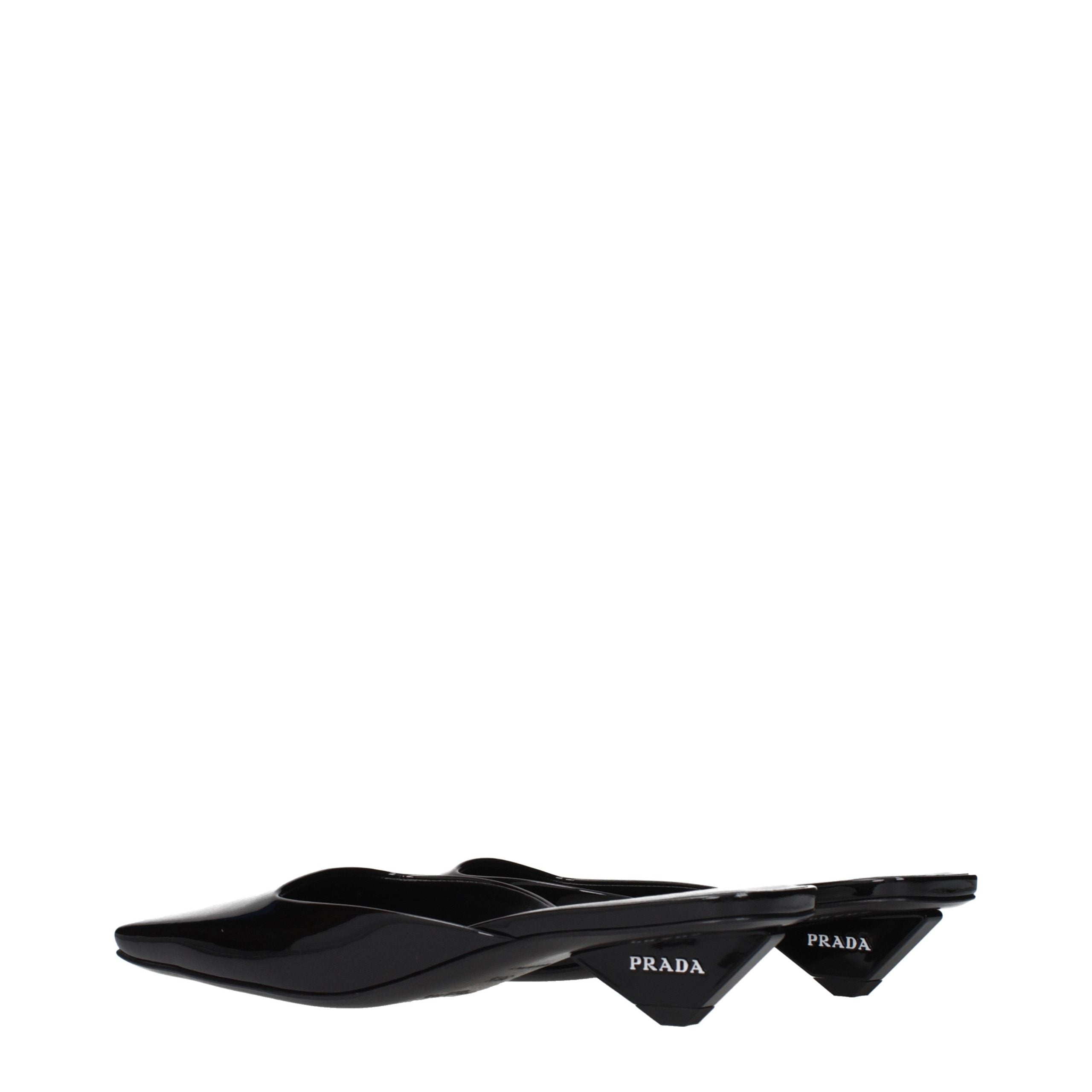 Prada Black Leather Flat Sandals Prada