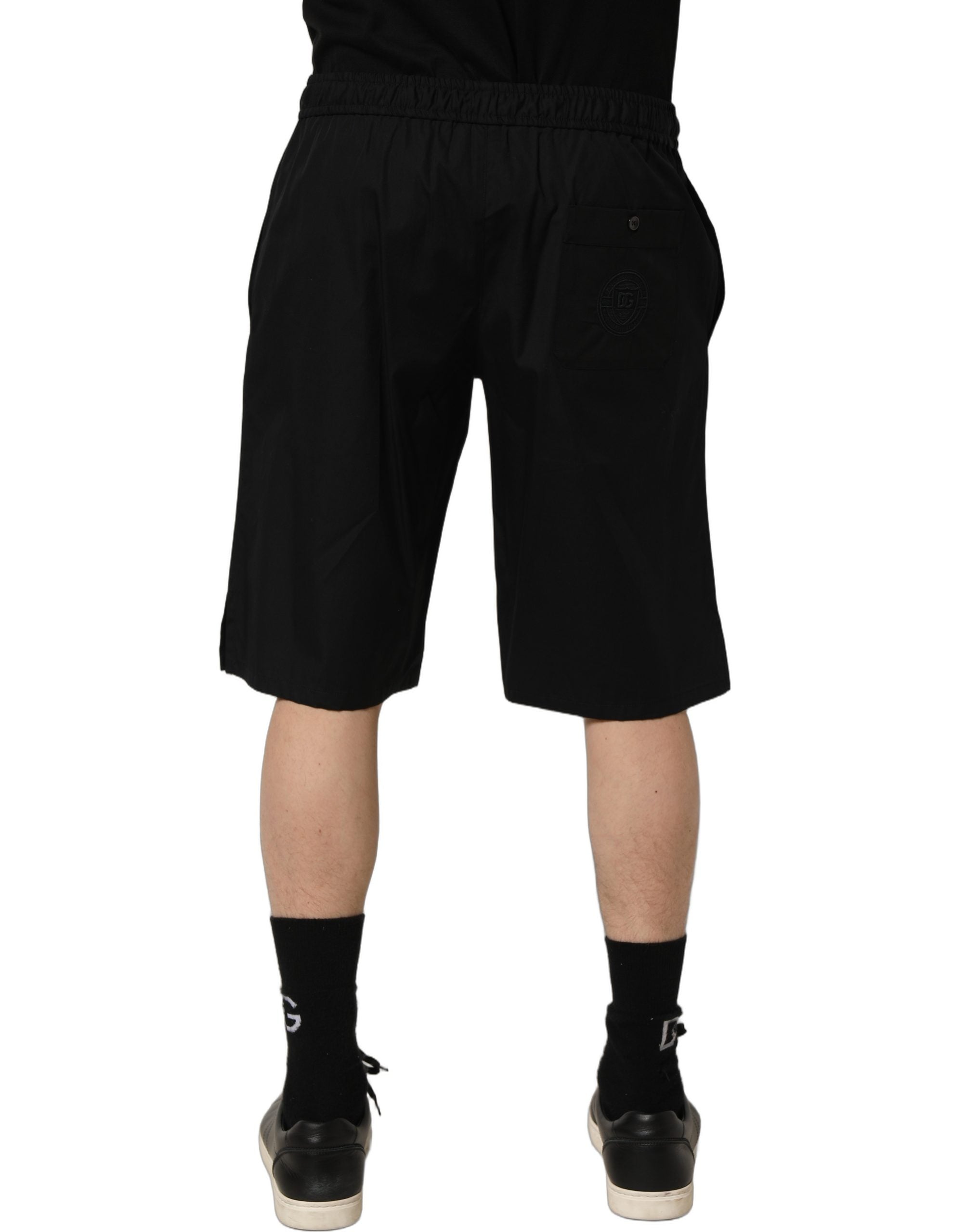 Dolce & Gabbana Black Cotton Sweatshorts Men Bermuda Shorts Dolce & Gabbana