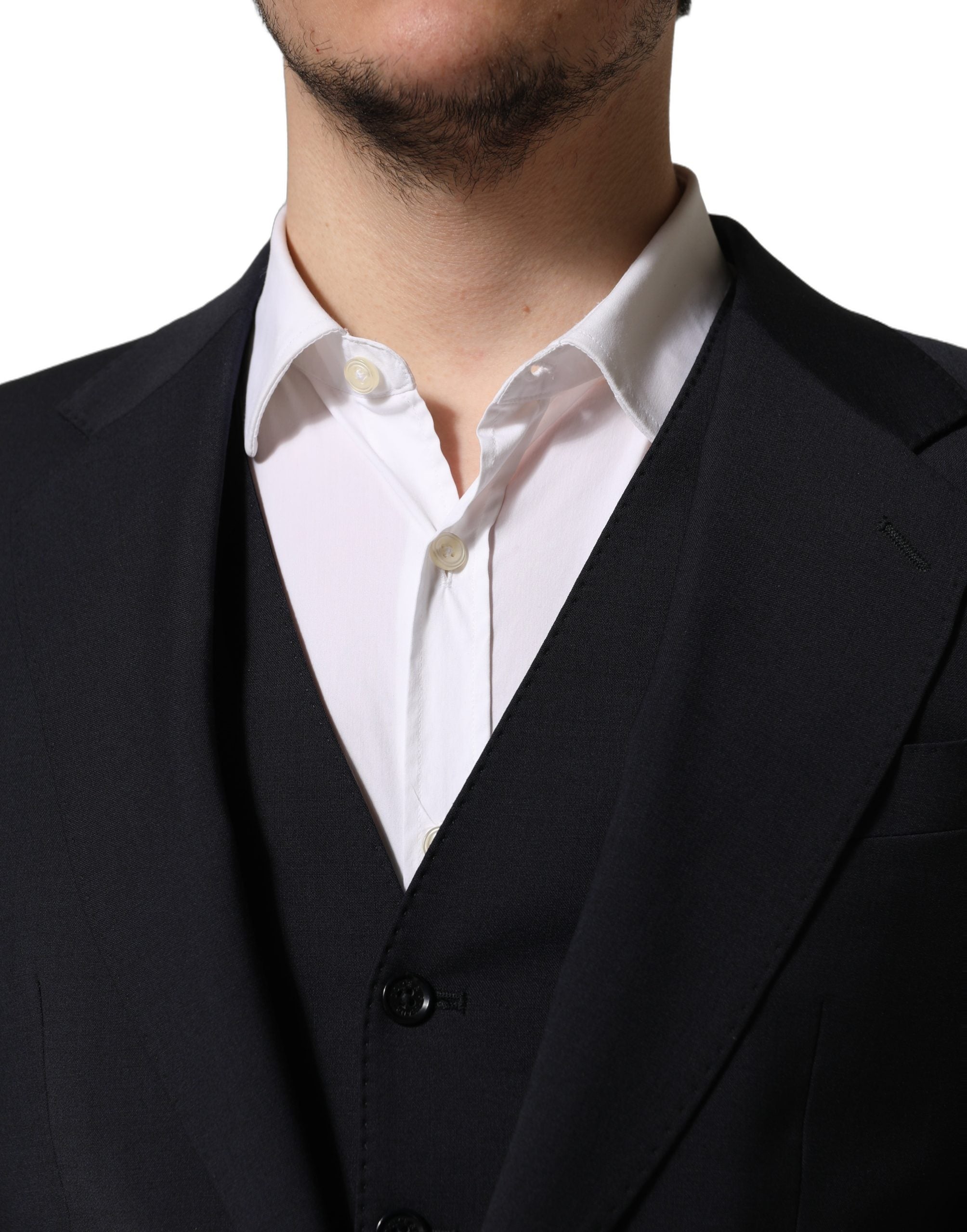 Dolce & Gabbana Black Wool Slim Fit Formal 3 Piece Men Suit Dolce & Gabbana