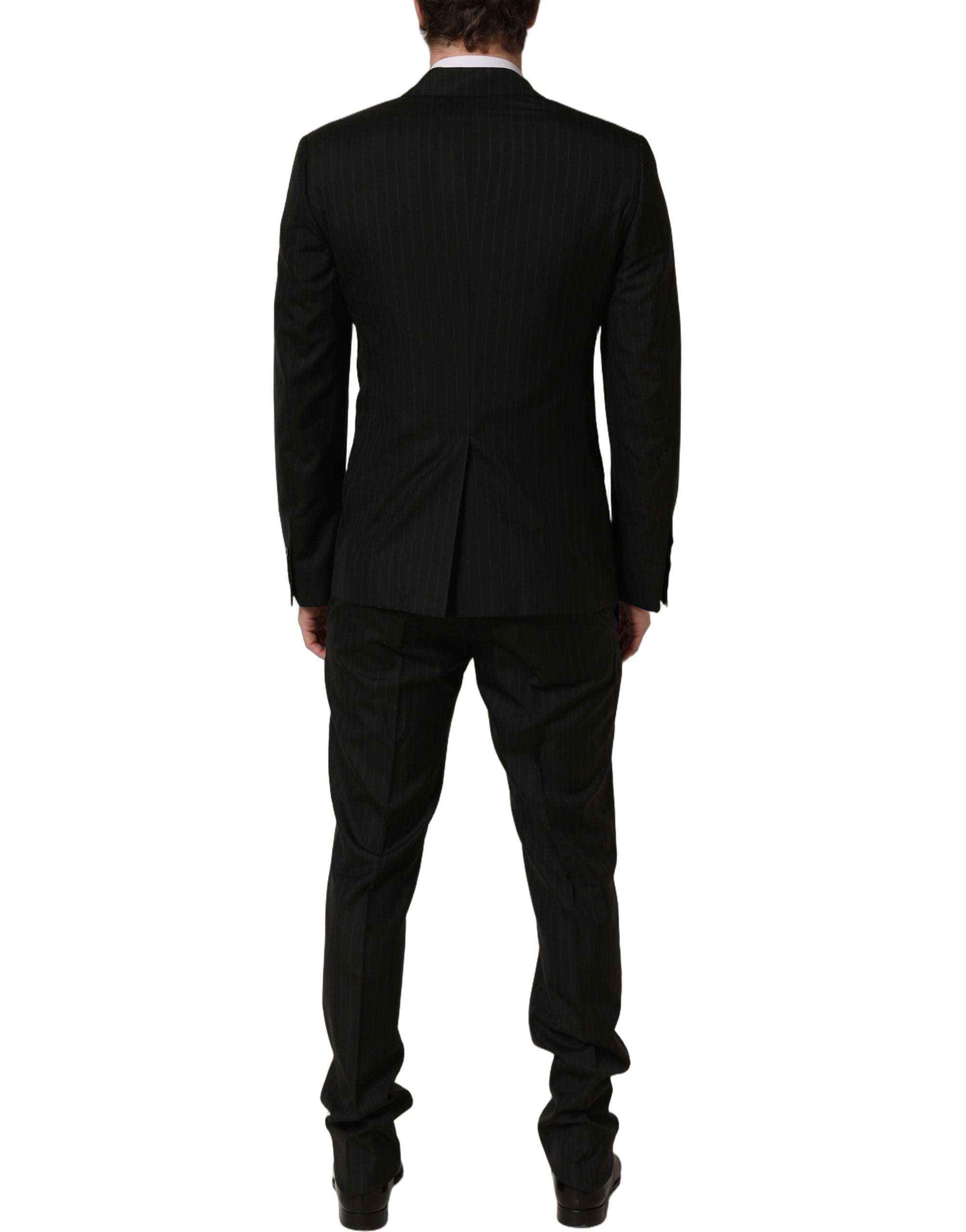 Dolce & Gabbana Black Stripes Slim Fit Formal 3 Piece Suit Dolce & Gabbana