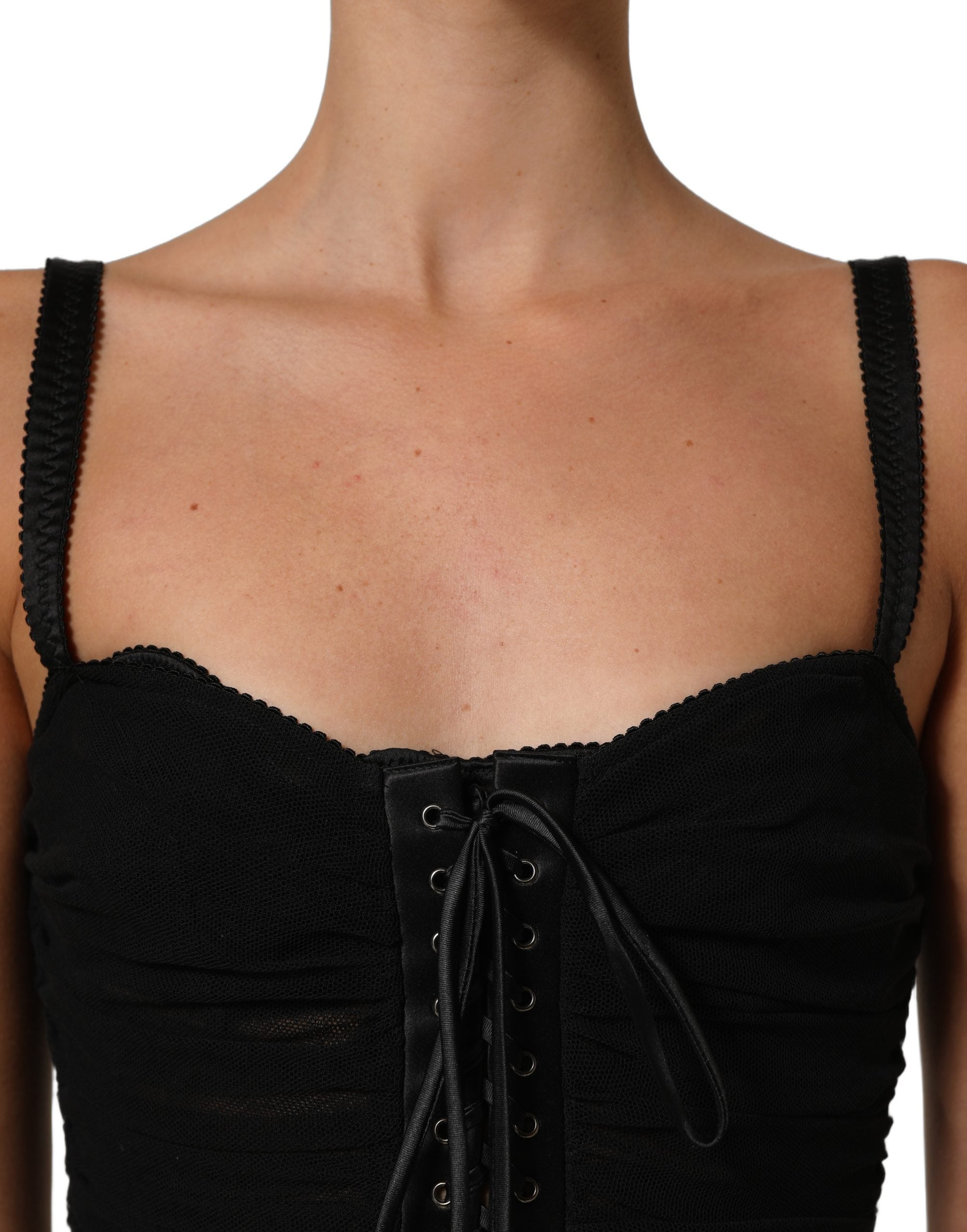 Dolce & Gabbana Black Bodycon Fitted Corset Style Mini Dress Dolce & Gabbana
