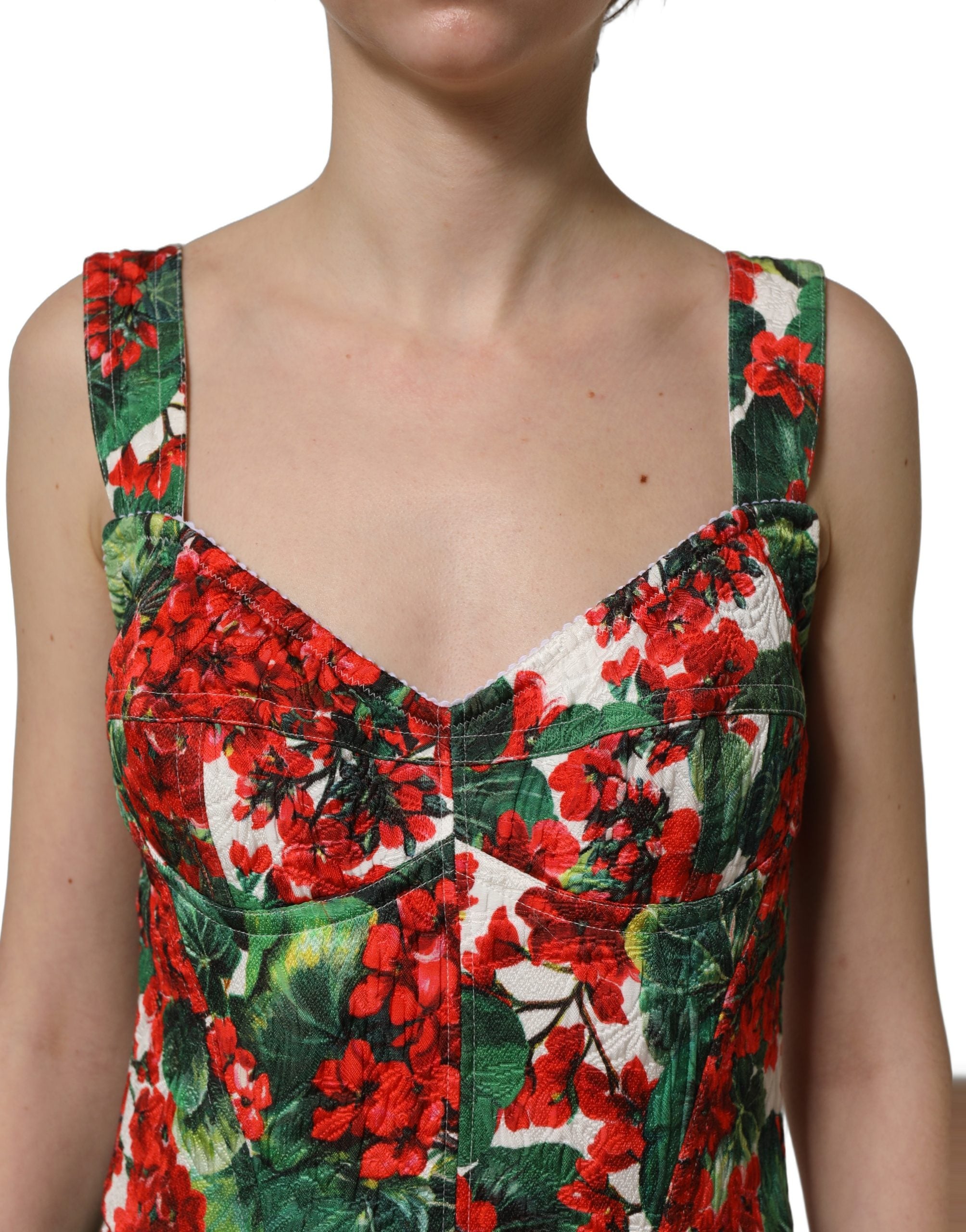 Dolce & Gabbana Multicolor Geranium Print A-line Mini Dress Dolce & Gabbana