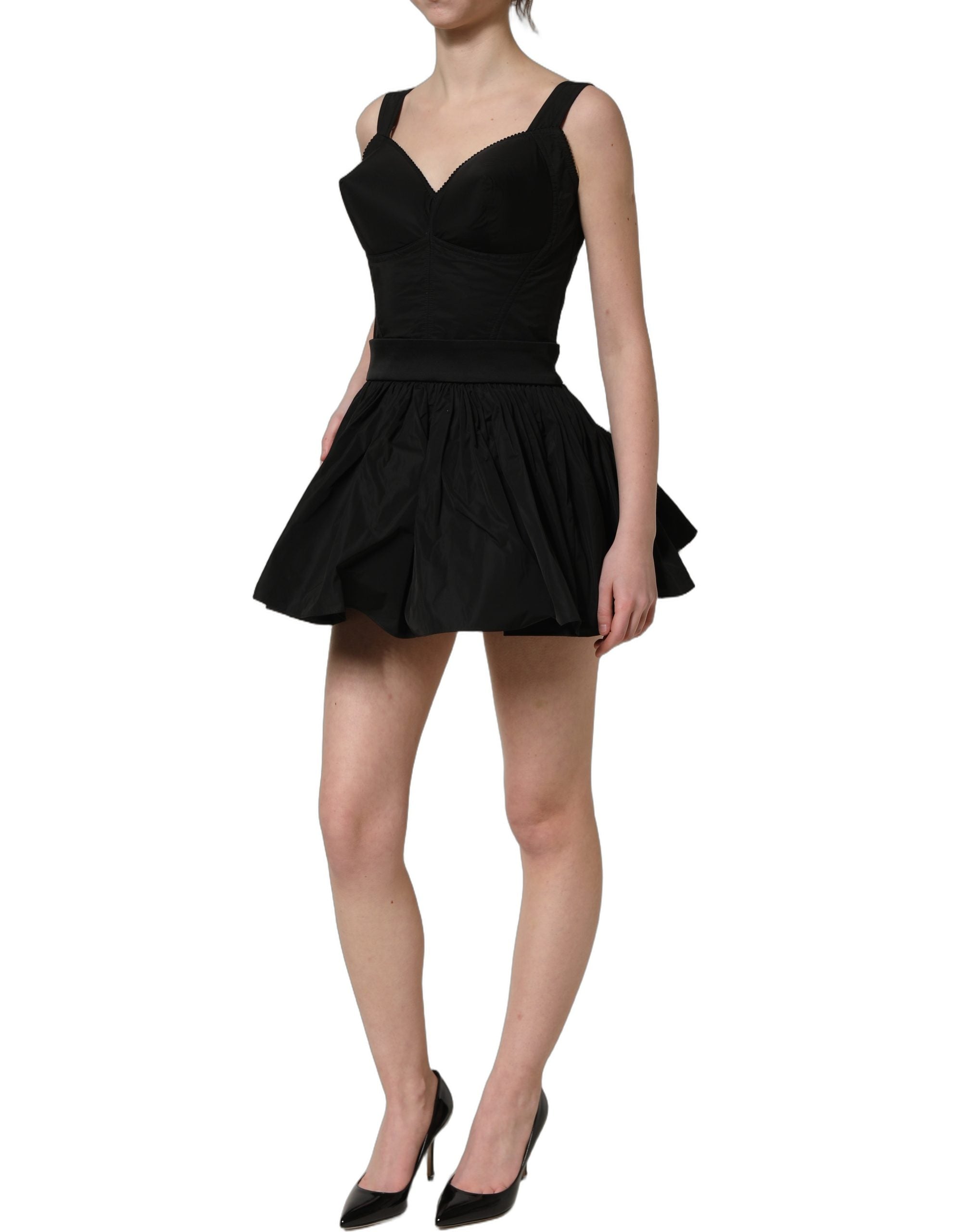 Dolce & Gabbana Black Nylon A-Line Sleeveless Mini Dress Dolce & Gabbana