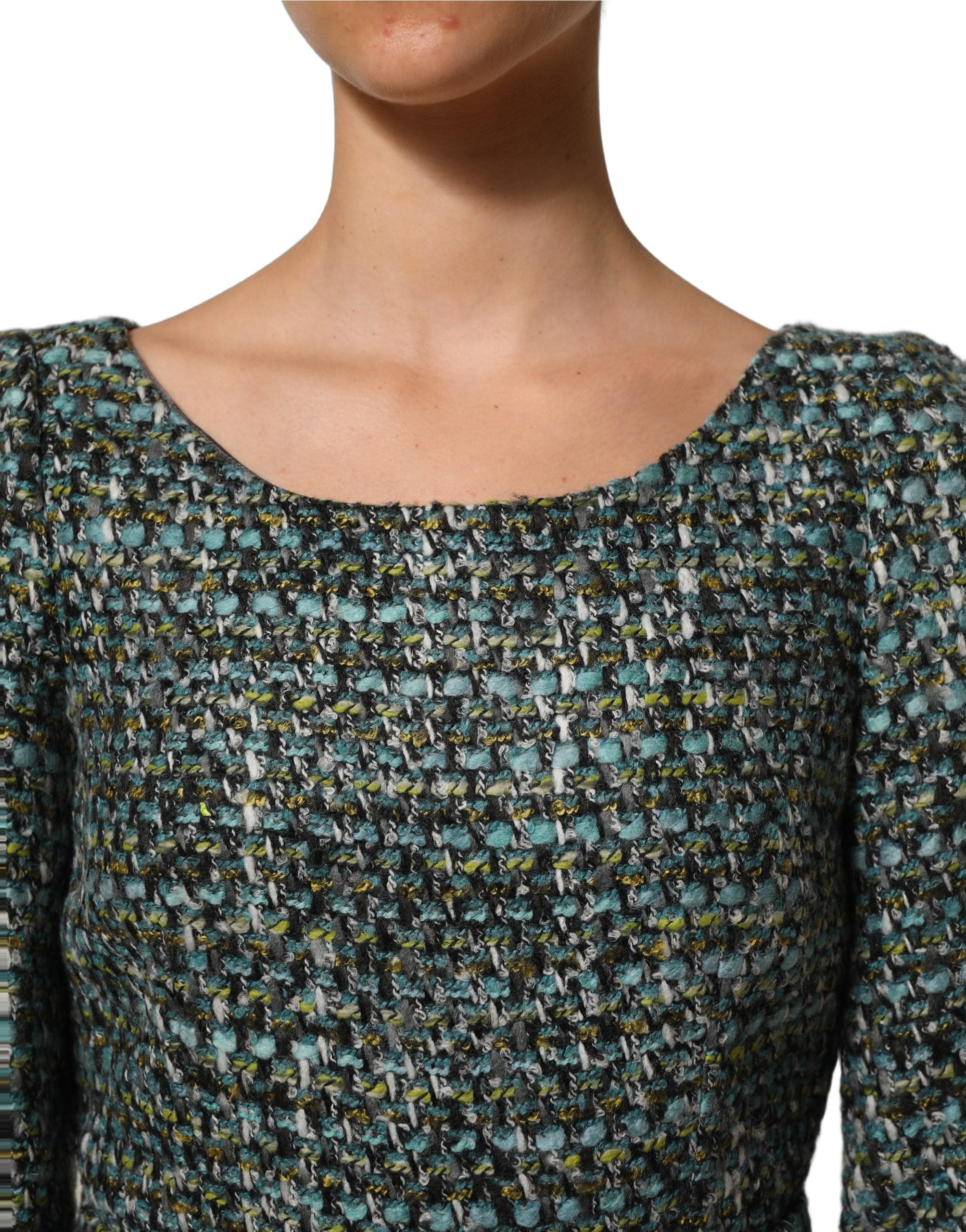 Dolce & Gabbana Multicolor Tweed Belted Babydoll Mini Dress Dolce & Gabbana