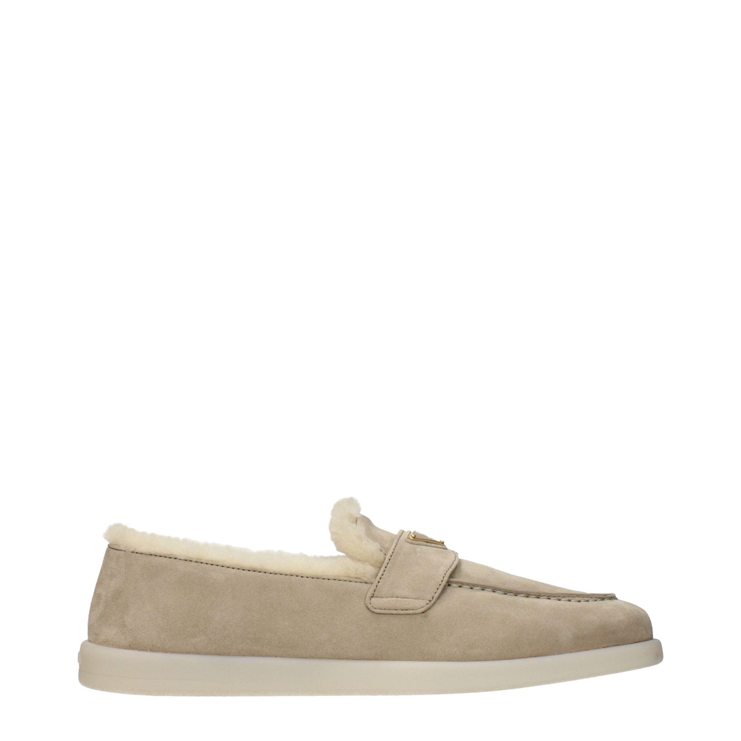 Prada Beige Leather Slip-On Loafers Prada