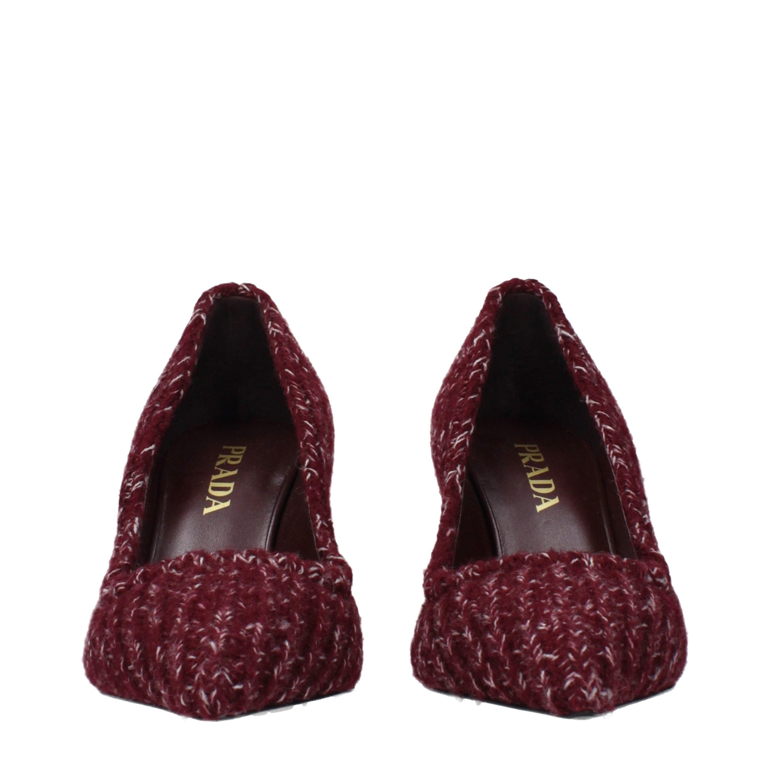 Prada Red Fabric Mid Heel Pumps Prada