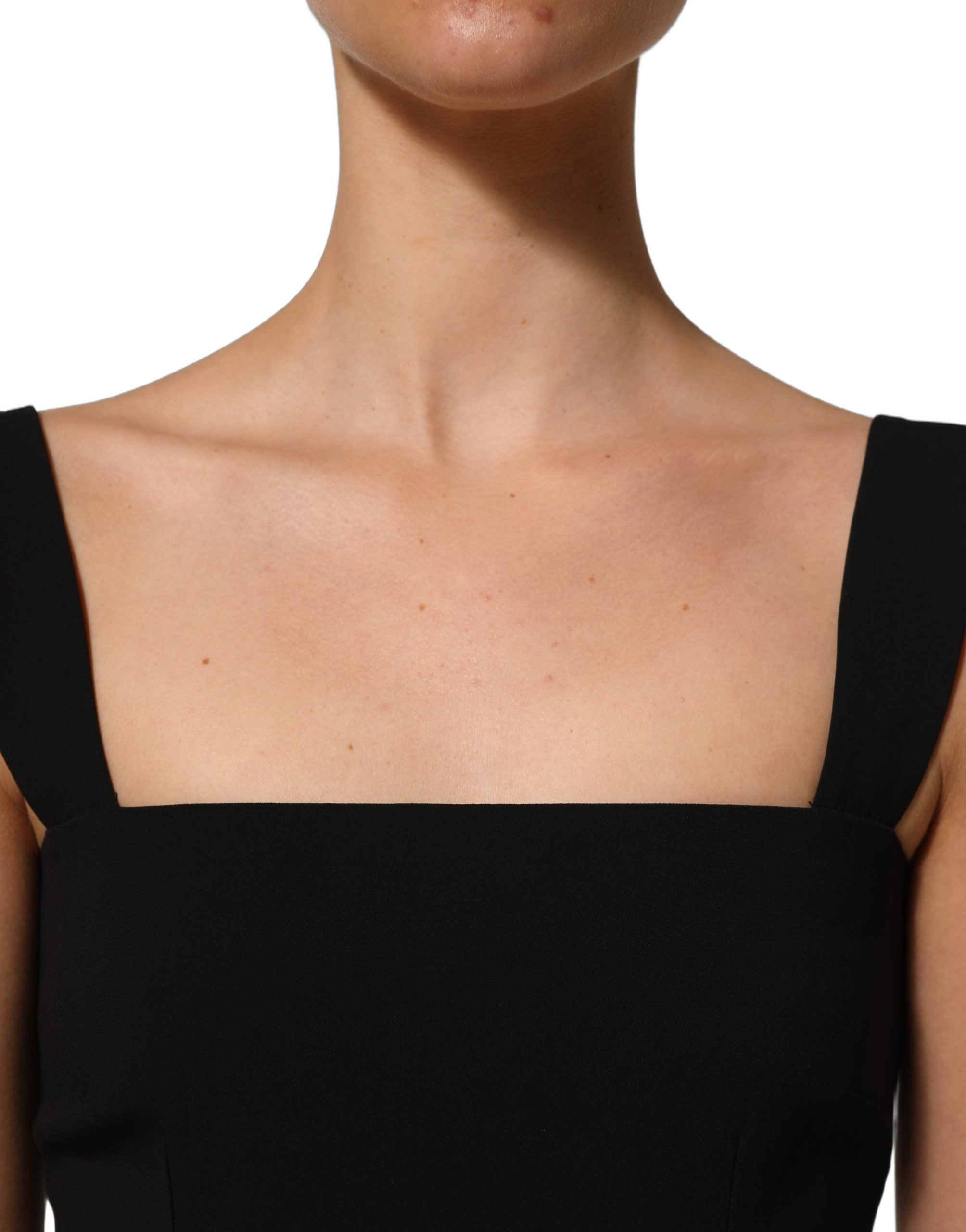Dolce & Gabbana Black Viscose Stretch Sheath Midi Dress Dolce & Gabbana