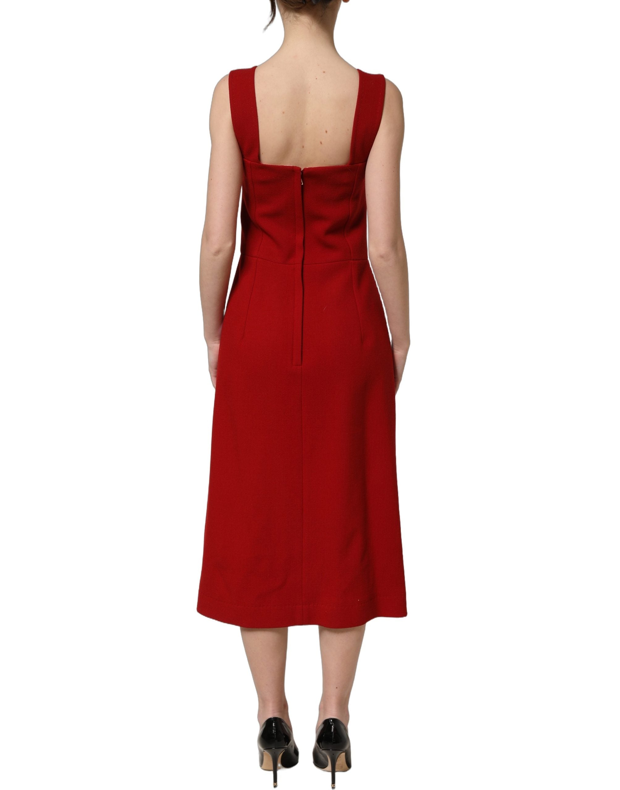Dolce & Gabbana Two Tone Pink Wool Sleeveless Midi Dress Dolce & Gabbana