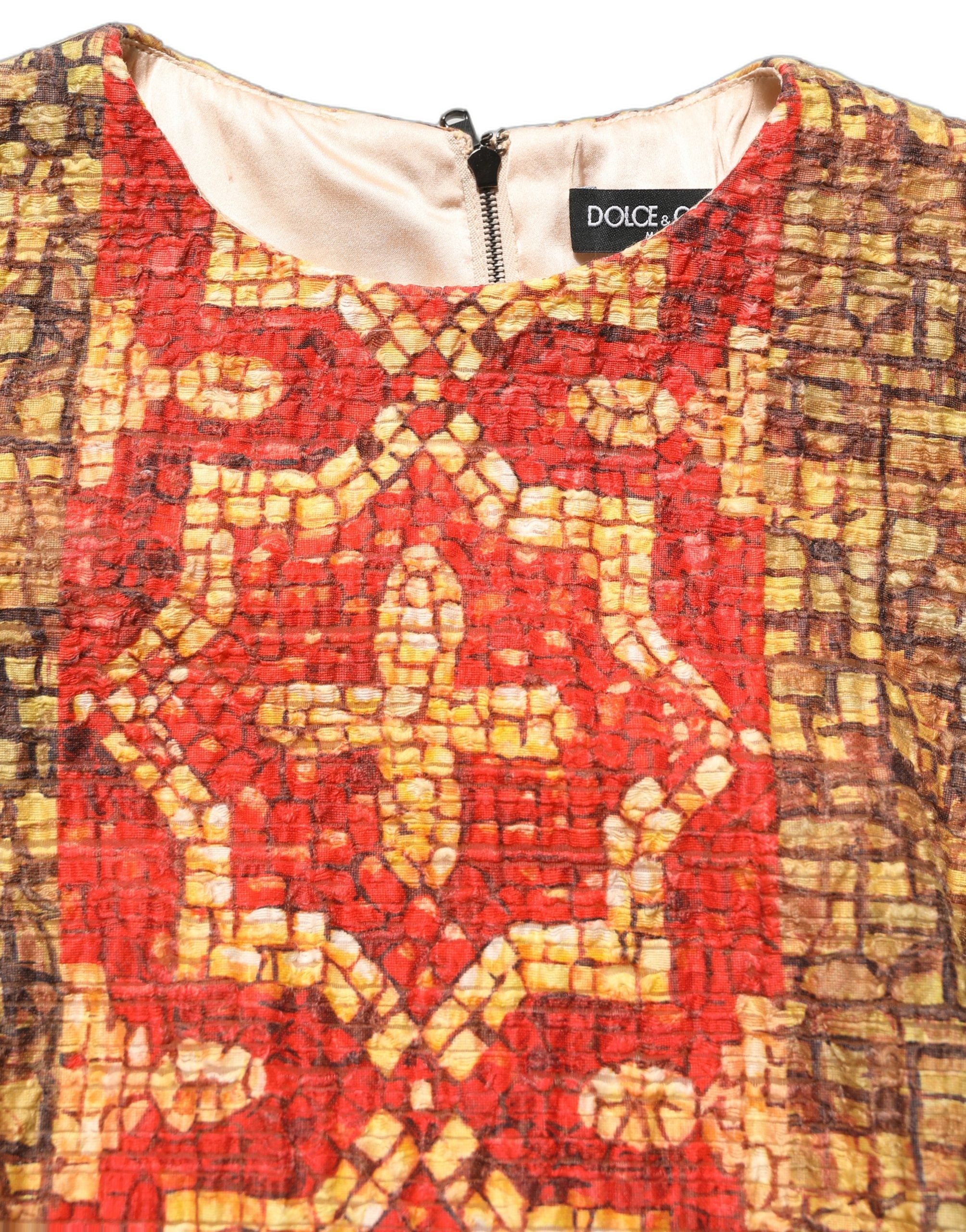 Dolce & Gabbana Multicolor Mosaic Long Sleeves Mini Dress Dolce & Gabbana