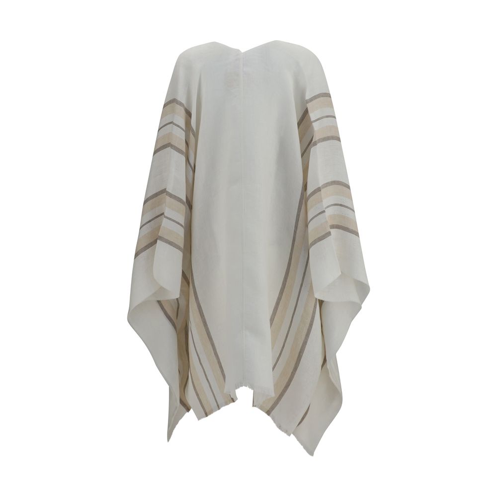 Brunello Cucinelli Beige Linen Poncho Brunello Cucinelli
