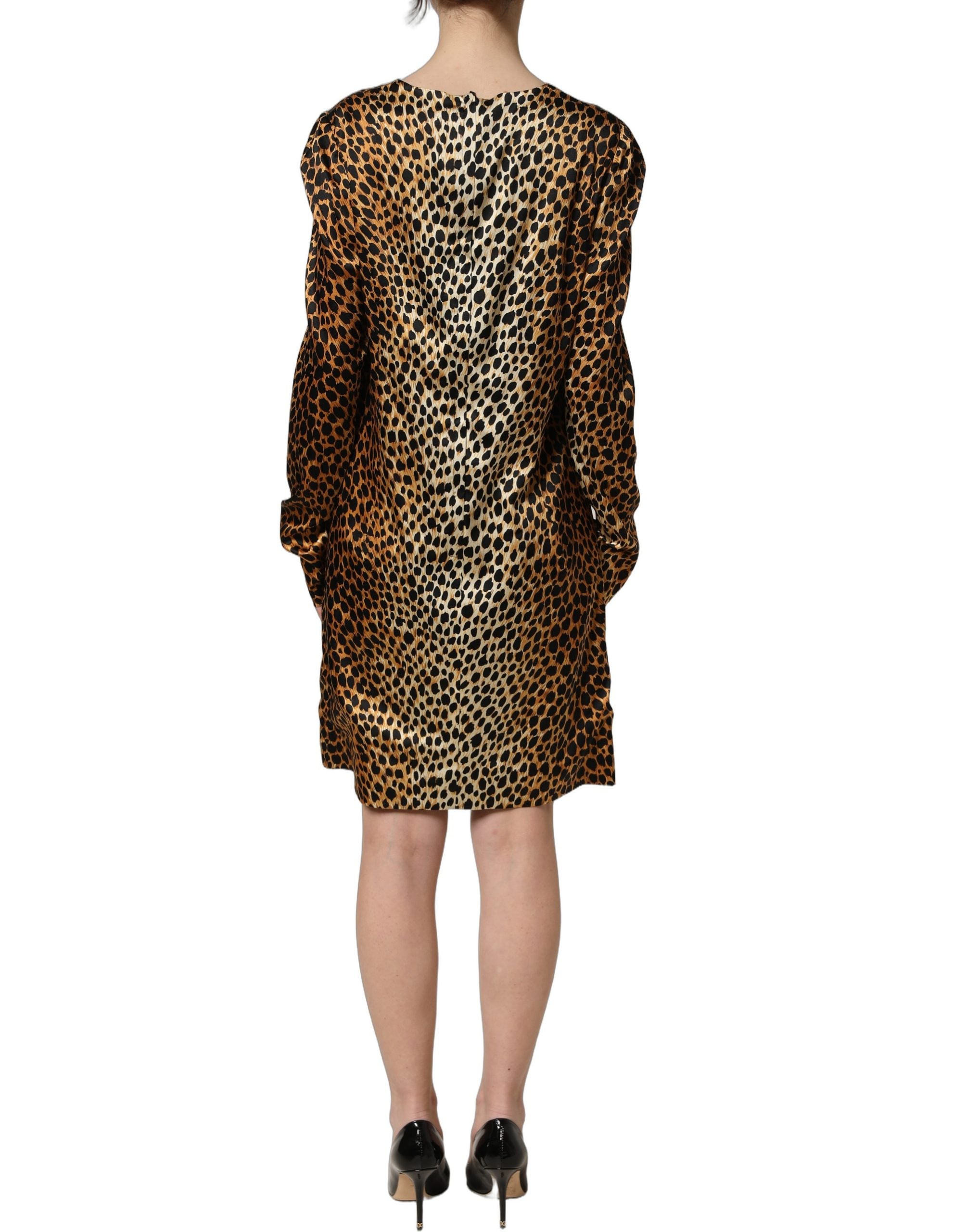 Dolce & Gabbana Brown Ocelot Print Long Sleeve Mini Dress Dolce & Gabbana
