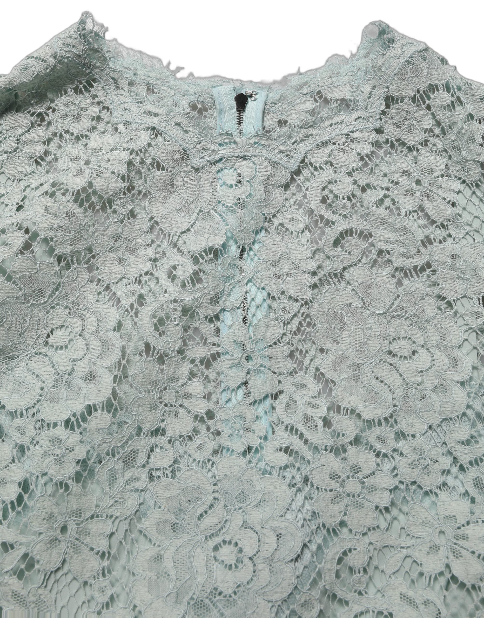 Dolce & Gabbana Mint Green Lace Sleeveless Knee Length Dress Dolce & Gabbana