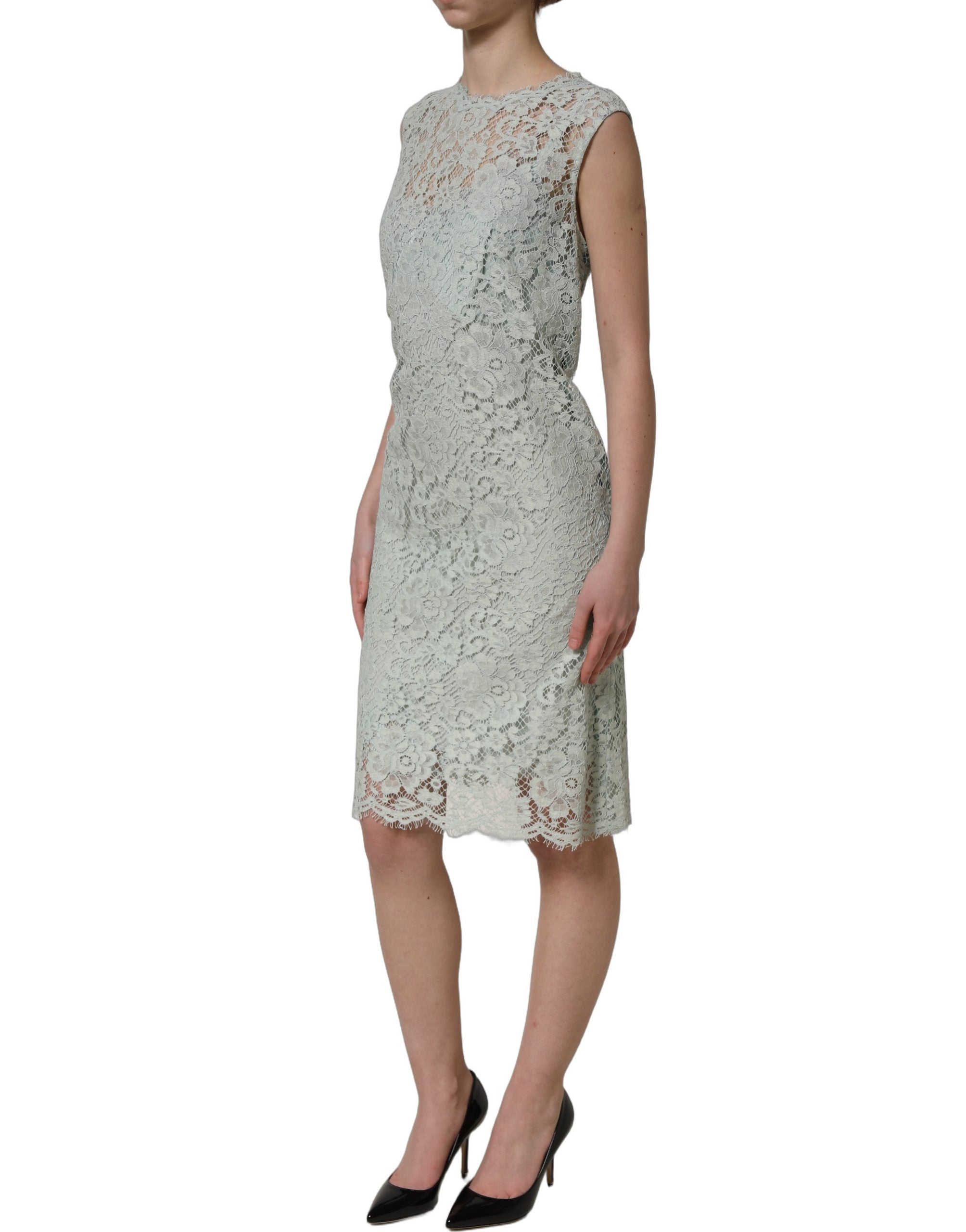 Dolce & Gabbana Mint Green Lace Sleeveless Knee Length Dress Dolce & Gabbana