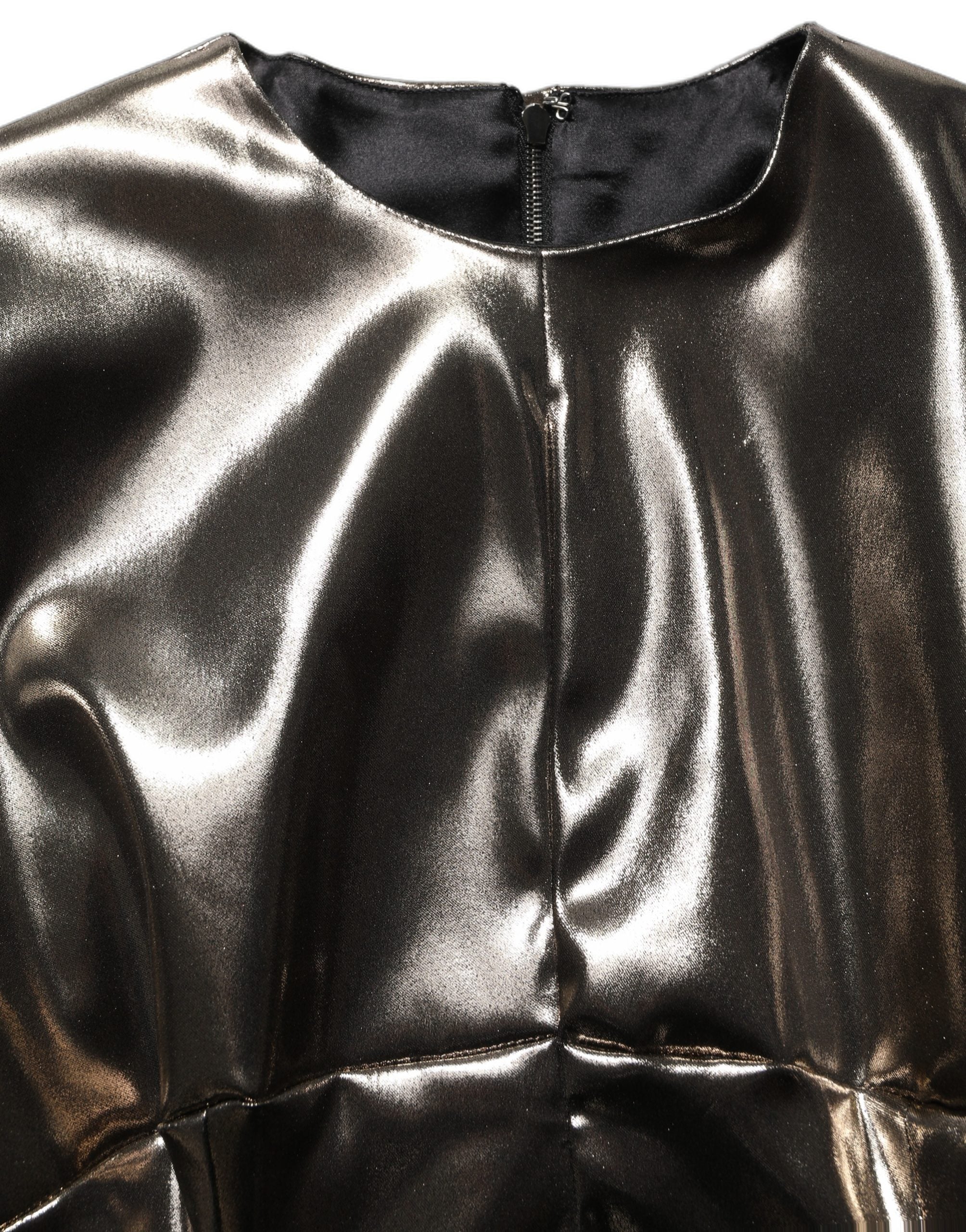 Dolce & Gabbana Metallic Gold Polyester LongSleeve Maxi Dress Dolce & Gabbana