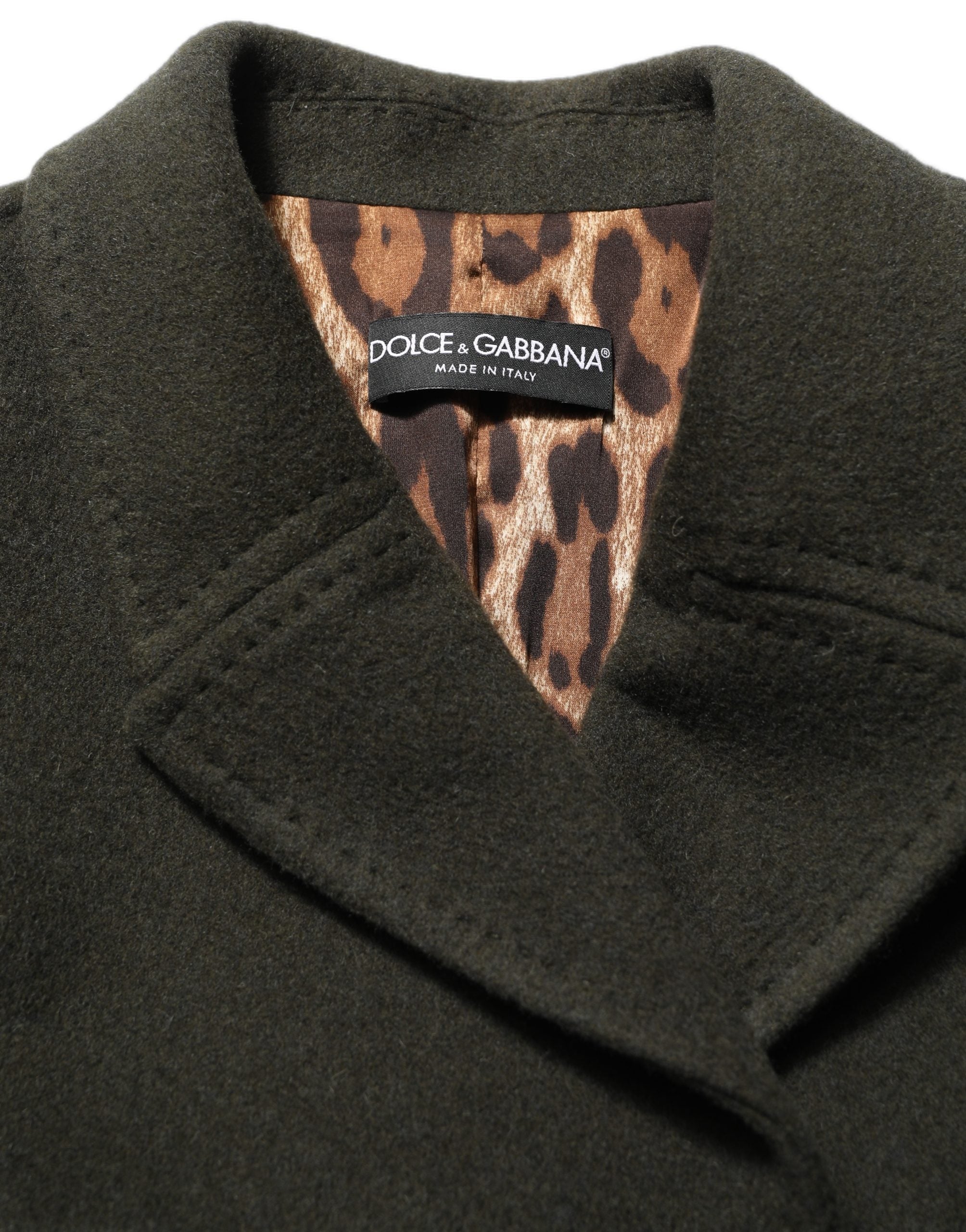 Dolce & Gabbana Dark Green Double Breasted Peacoat Jacket Dolce & Gabbana