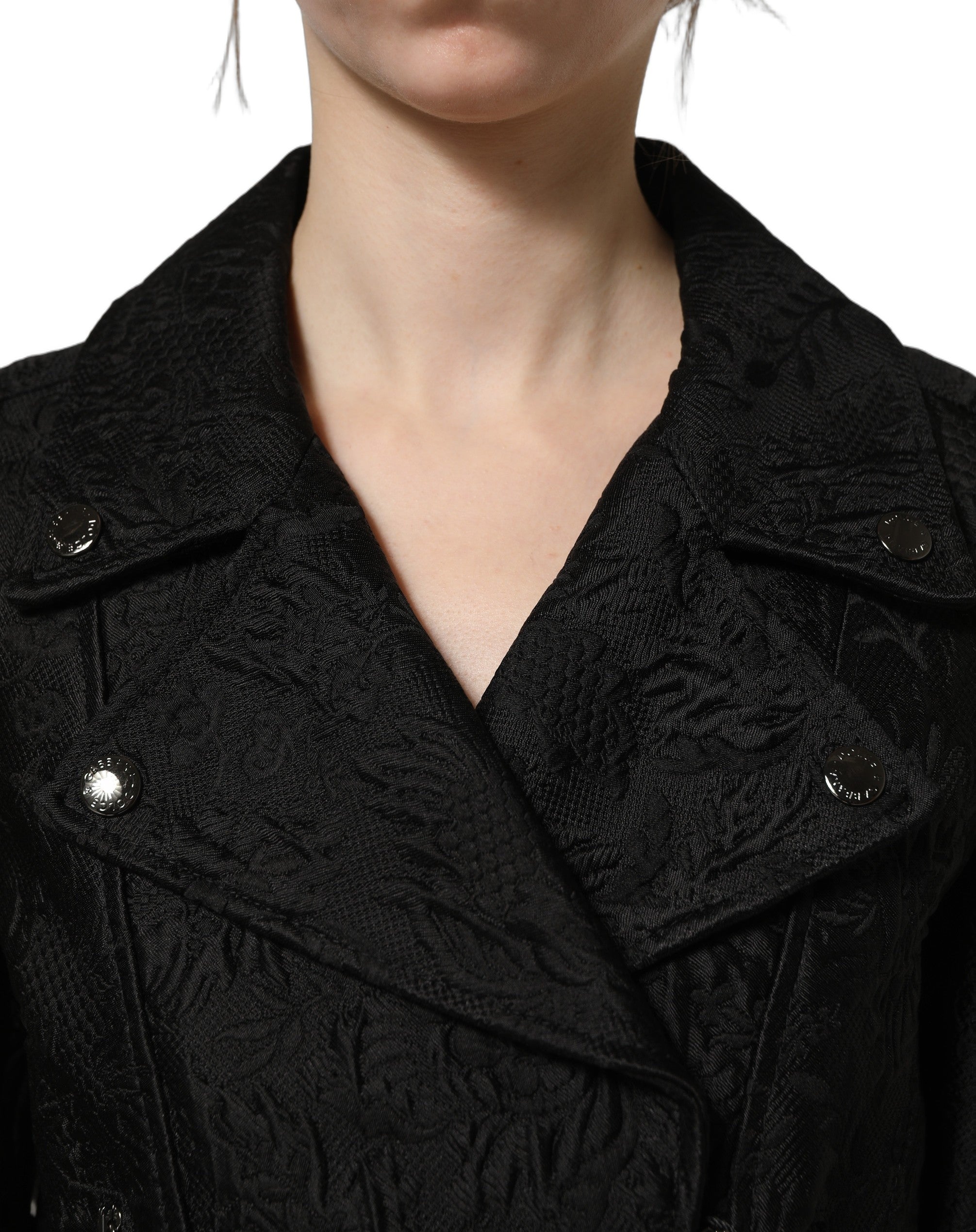 Dolce & Gabbana Black Floral Brocade Biker Blouson Jacket Dolce & Gabbana