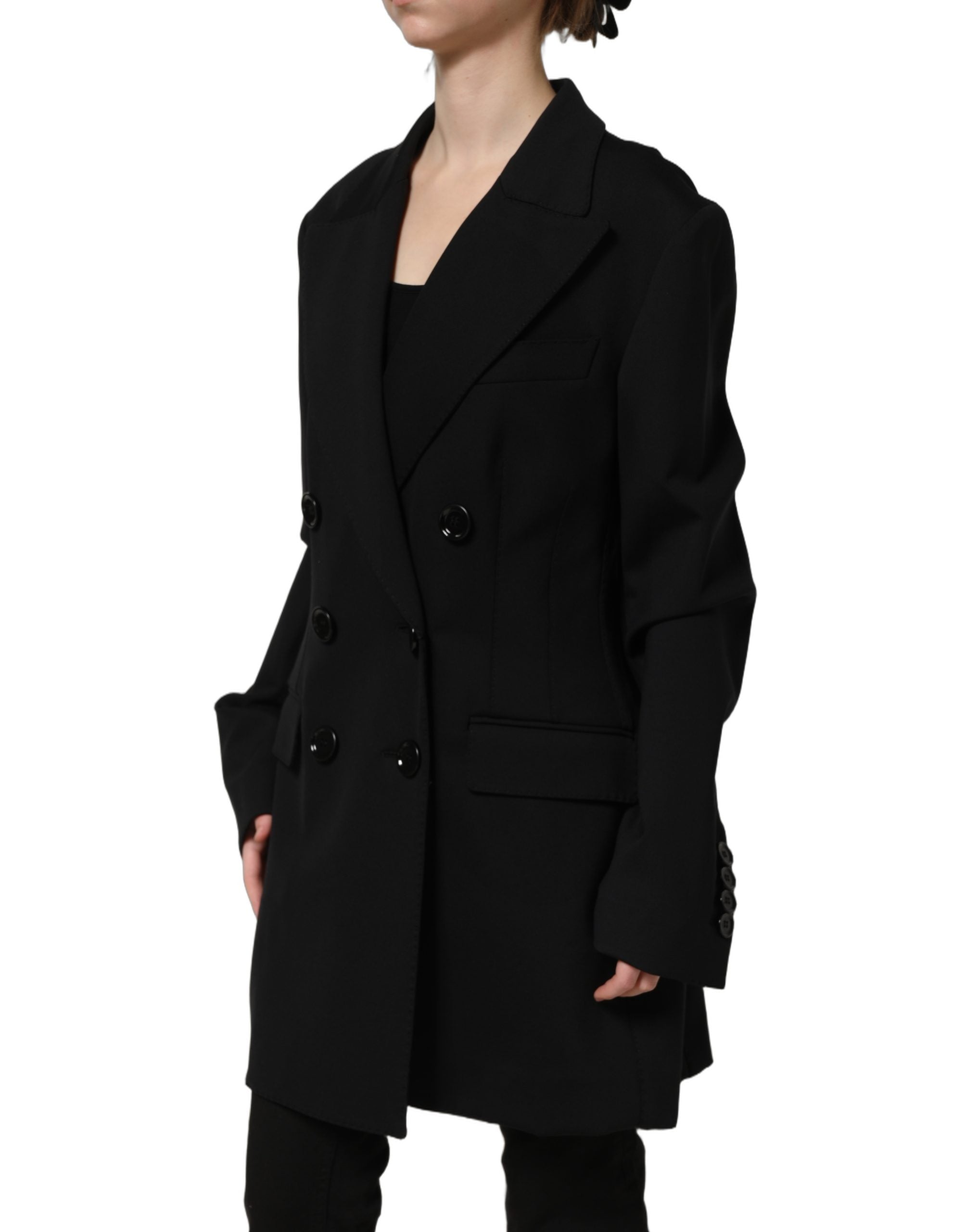 Dolce & Gabbana Black Double Breasted Crepe Blazer Jacket Dolce & Gabbana