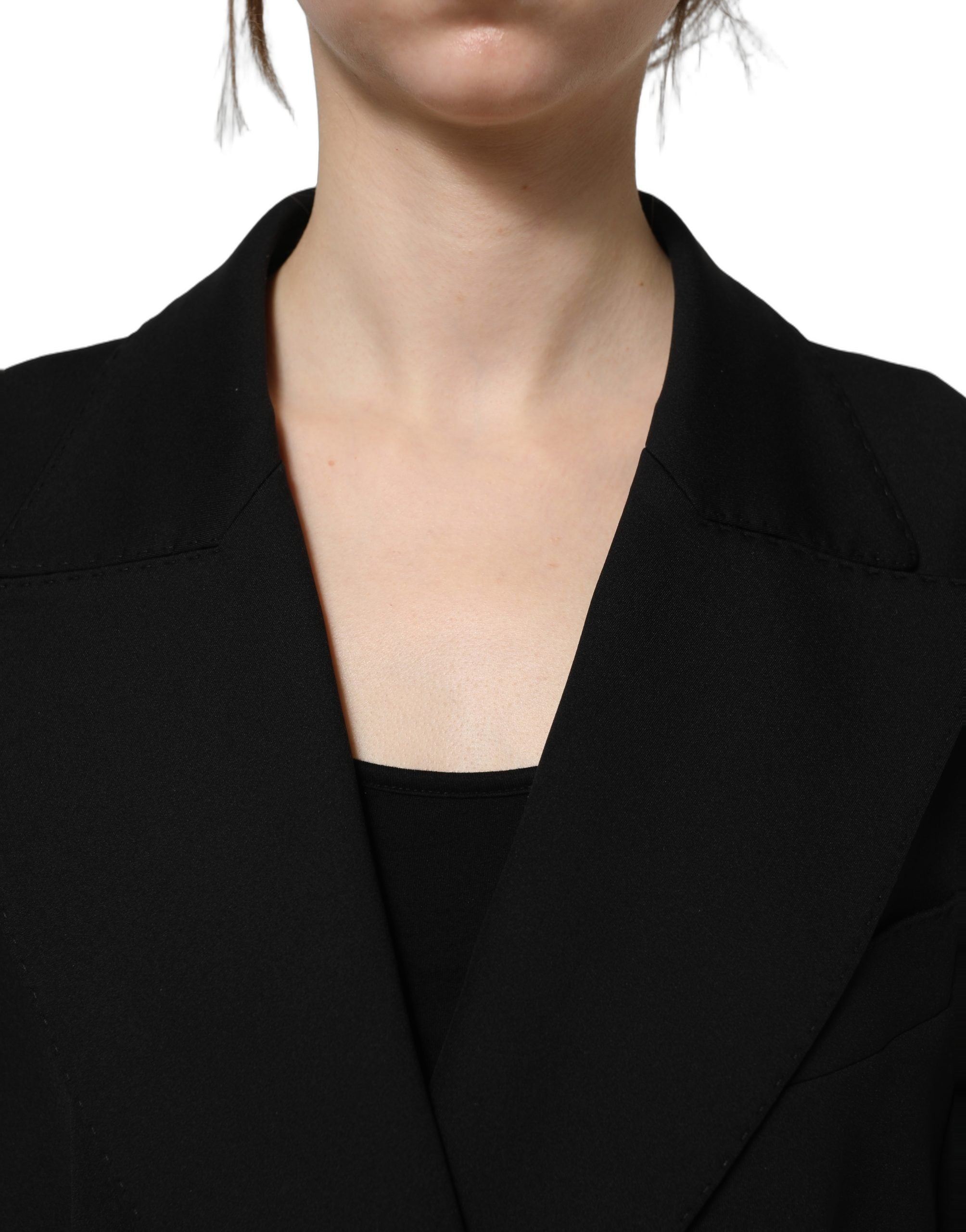 Dolce & Gabbana Black Double Breasted Crepe Blazer Jacket Dolce & Gabbana