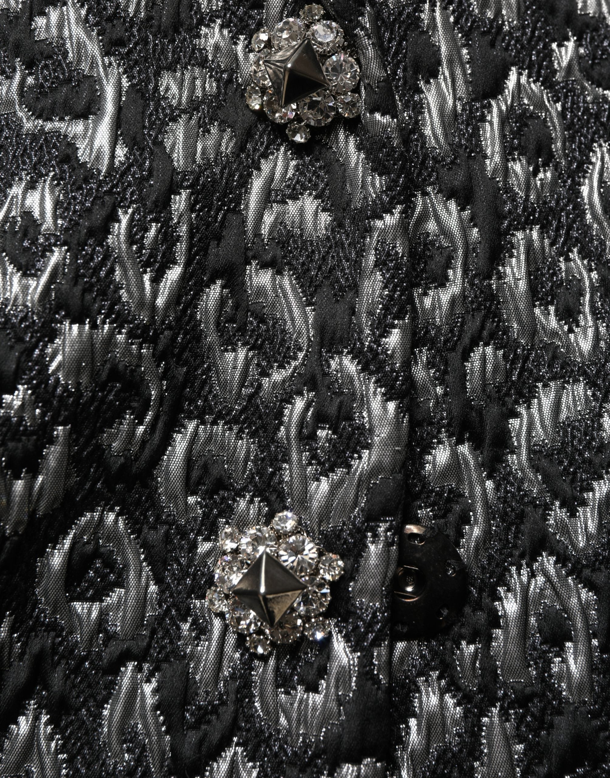 Dolce & Gabbana Black Silver Jacquard Leopard Coat Jacket Dolce & Gabbana