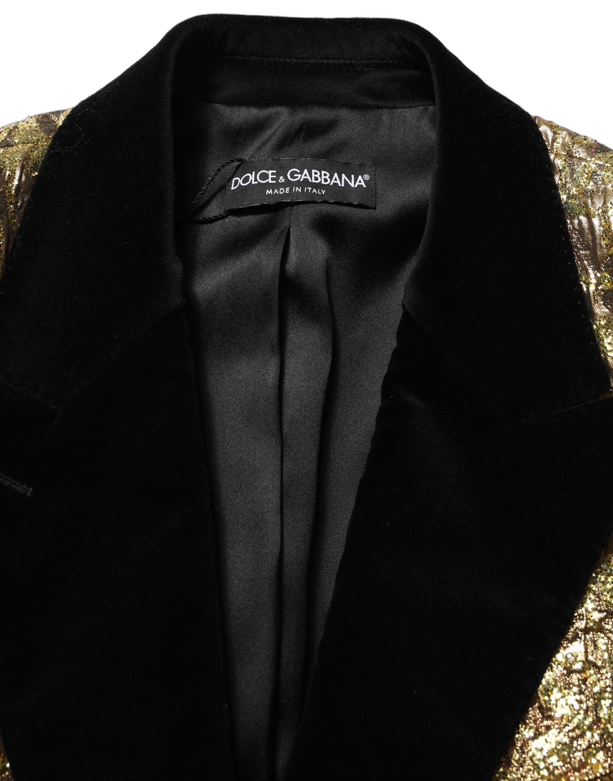Dolce & Gabbana Gold Floral Jacquard Wool Trench Coat Jacket Dolce & Gabbana