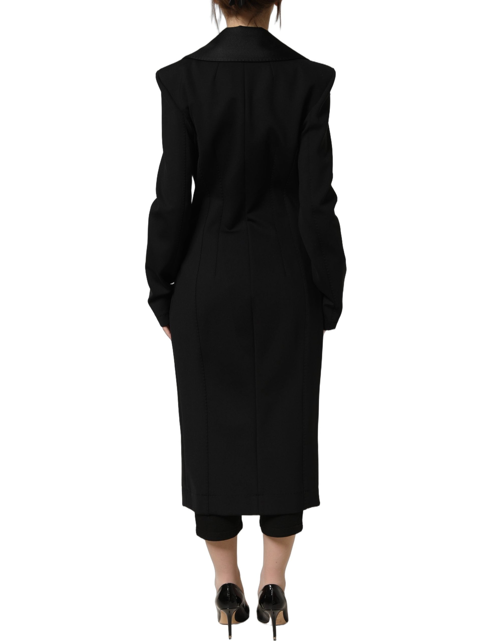 Dolce & Gabbana Black Nylon Double Breasted Coat Jacket Dolce & Gabbana