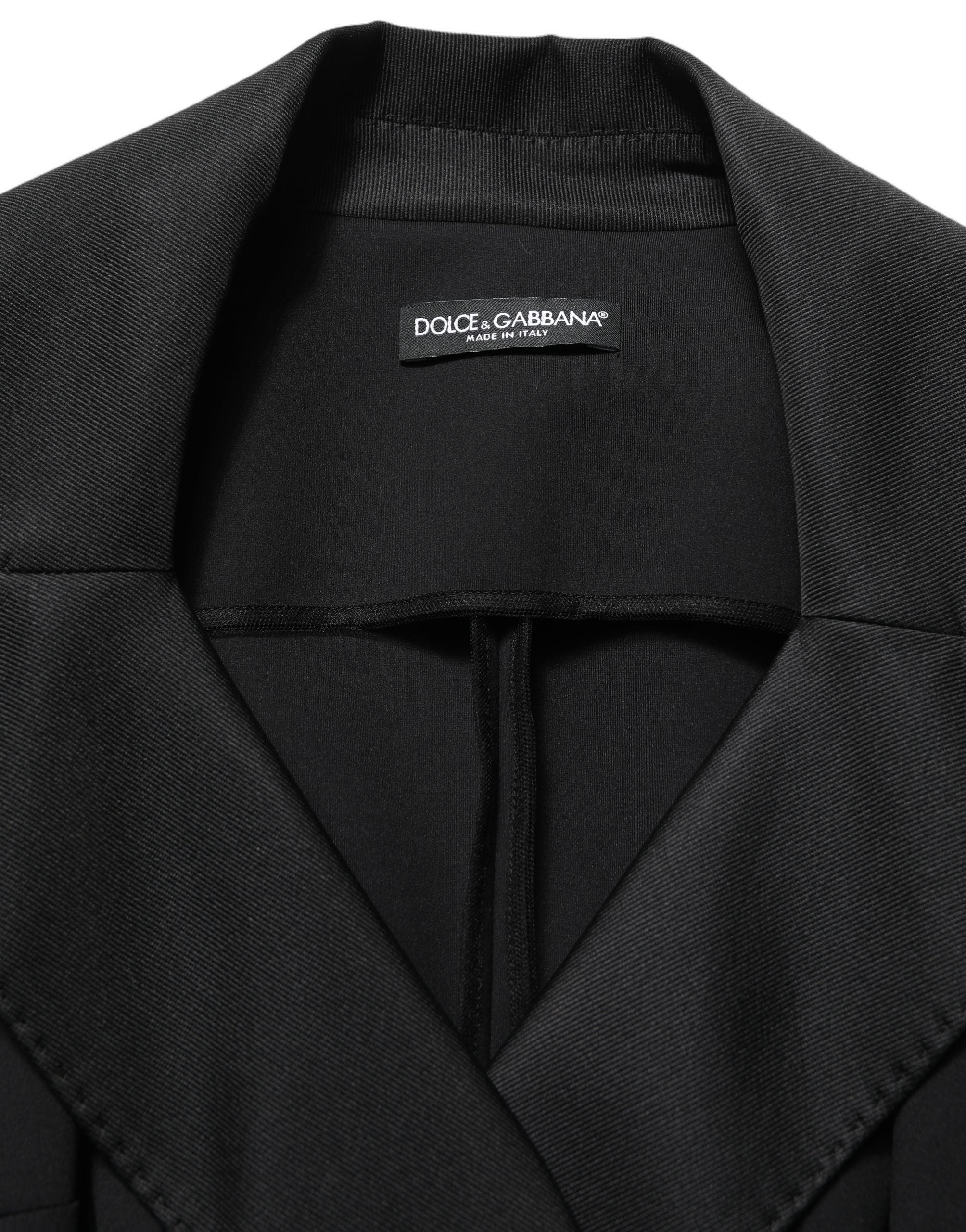 Dolce & Gabbana Black Nylon Double Breasted Coat Jacket Dolce & Gabbana