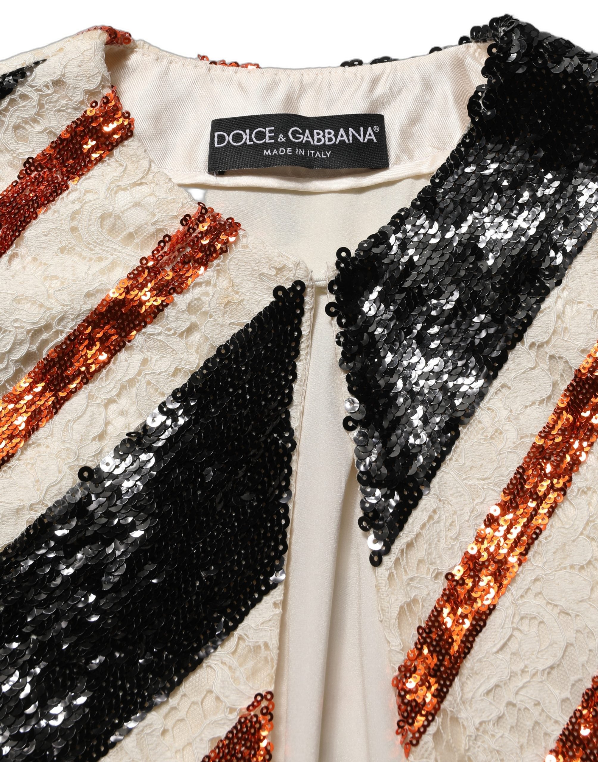 Dolce & Gabbana Multicolor Stripe Sequin Duster Coat Jacket Dolce & Gabbana