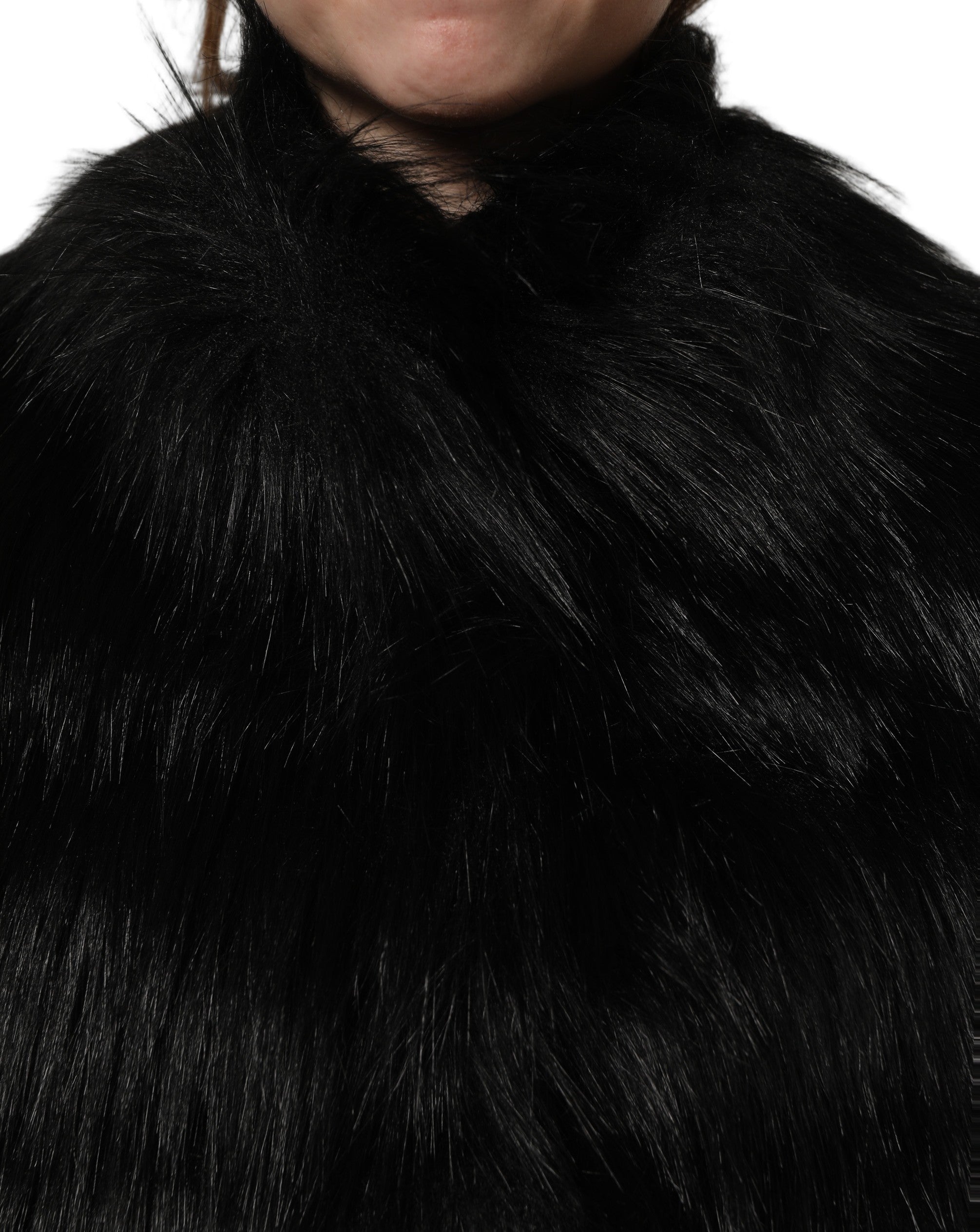 Dolce & Gabbana Black Acrylic Faux Fur Sleeveless Vest Jacket Dolce & Gabbana