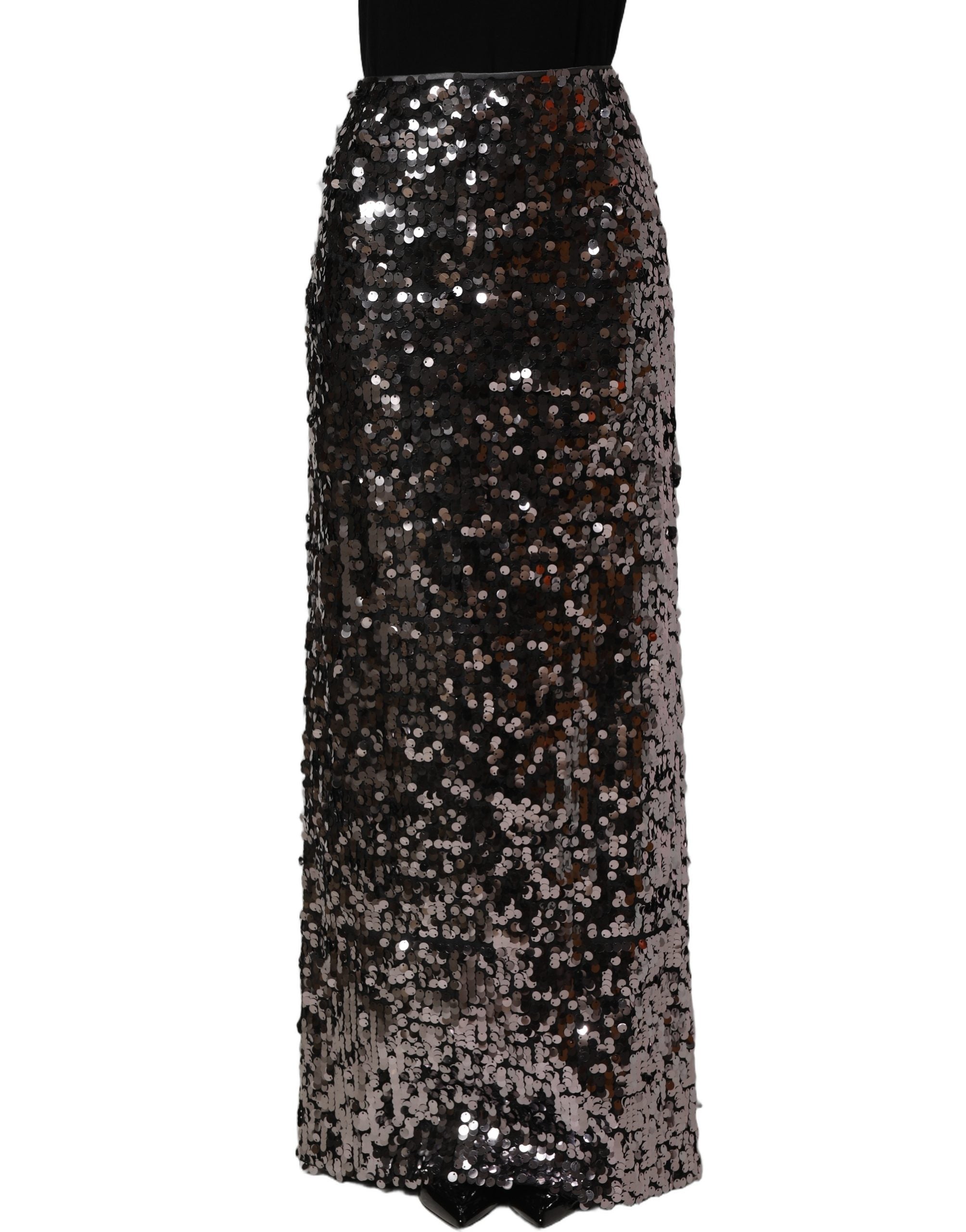 Dolce & Gabbana Brown Sequinned Embellished Pencil Cut Skirt Dolce & Gabbana