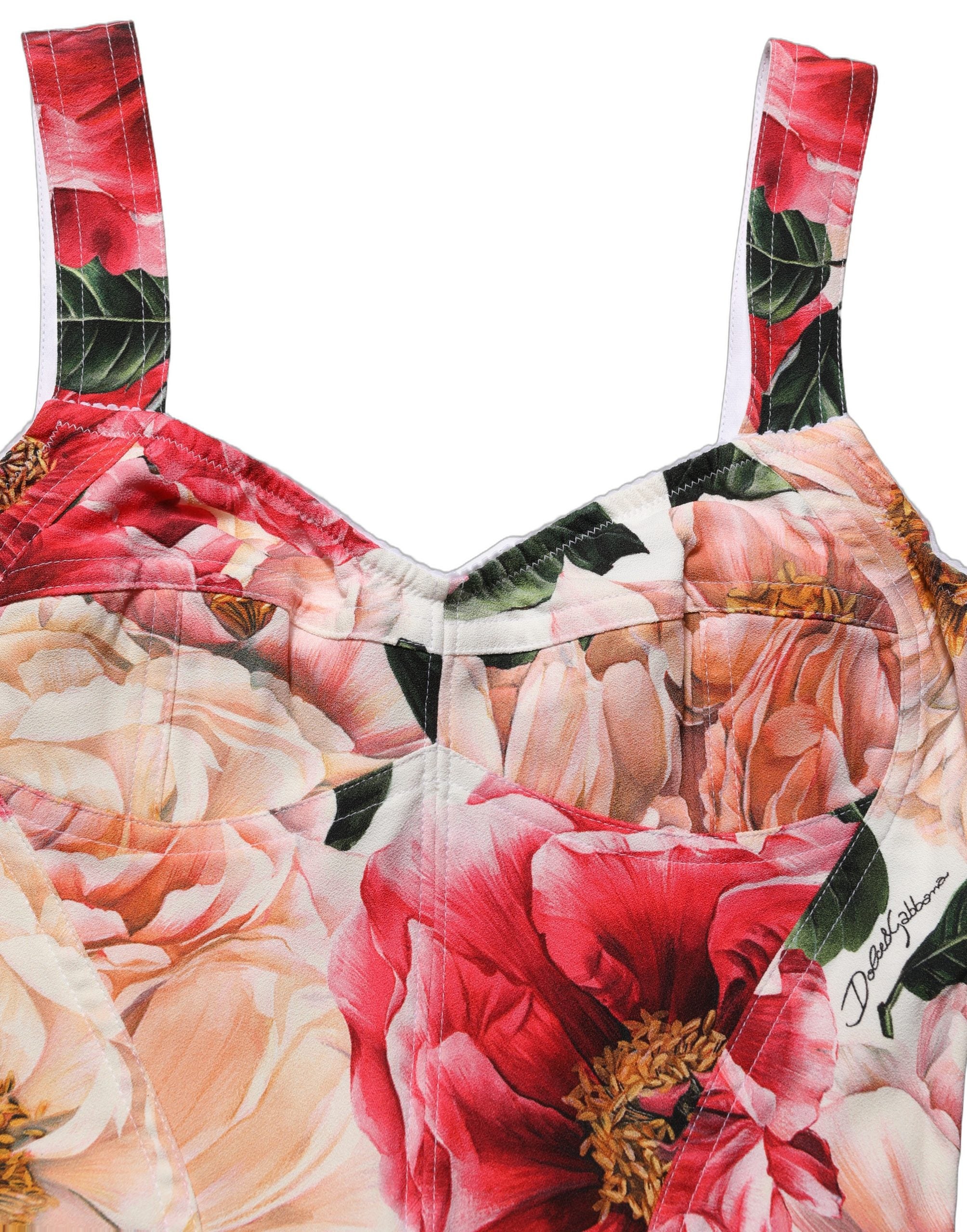 Dolce & Gabbana Multicolor Floral Cropped Bustier Tank Top Dolce & Gabbana