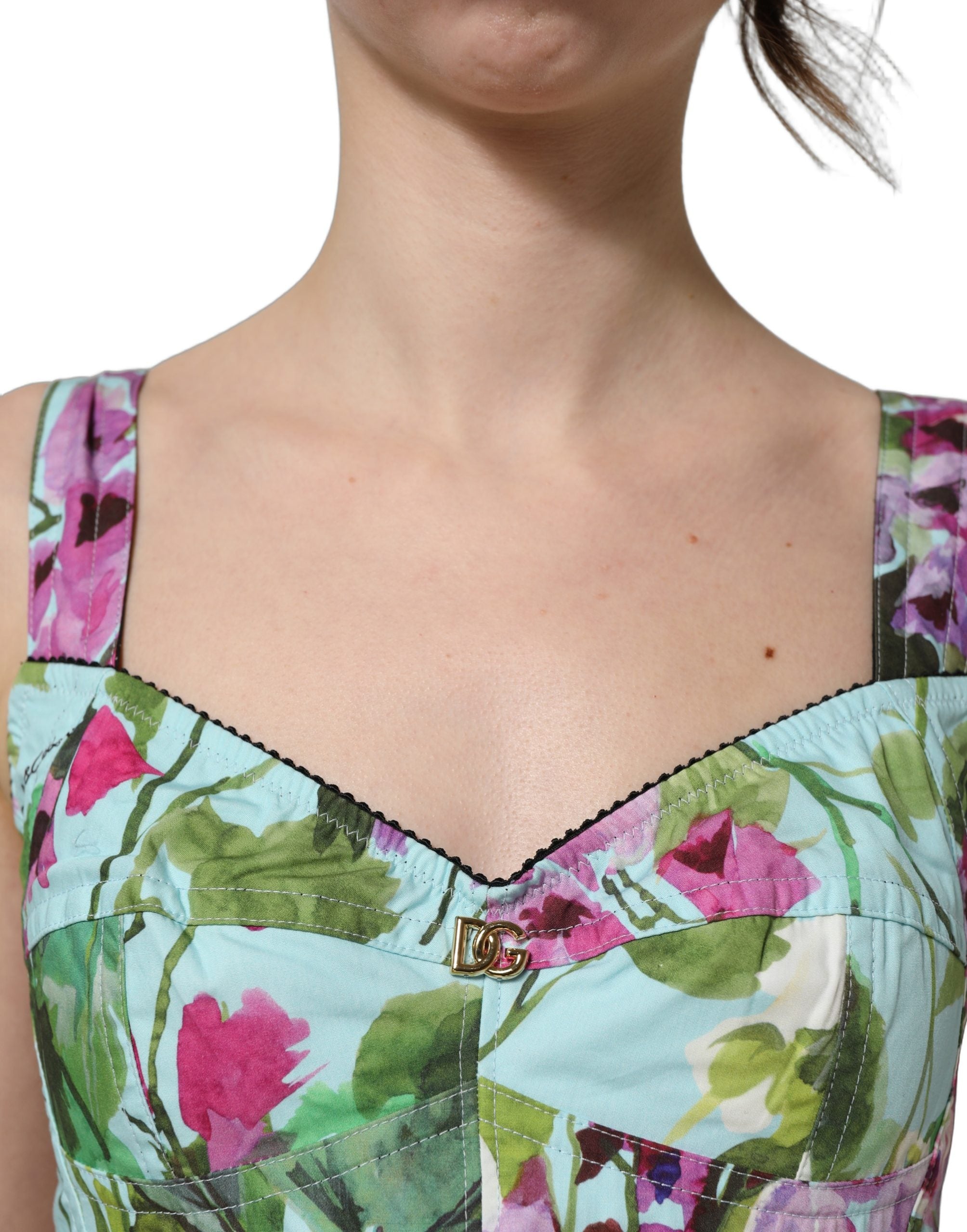 Dolce & Gabbana Multicolor Floral Cropped Bustier Tank Top Dolce & Gabbana