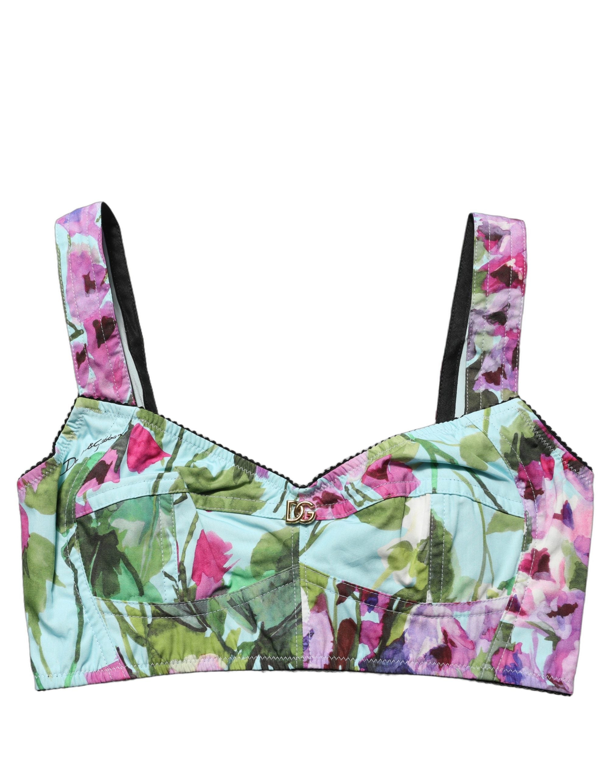 Dolce & Gabbana Multicolor Floral Cropped Bustier Tank Top Dolce & Gabbana
