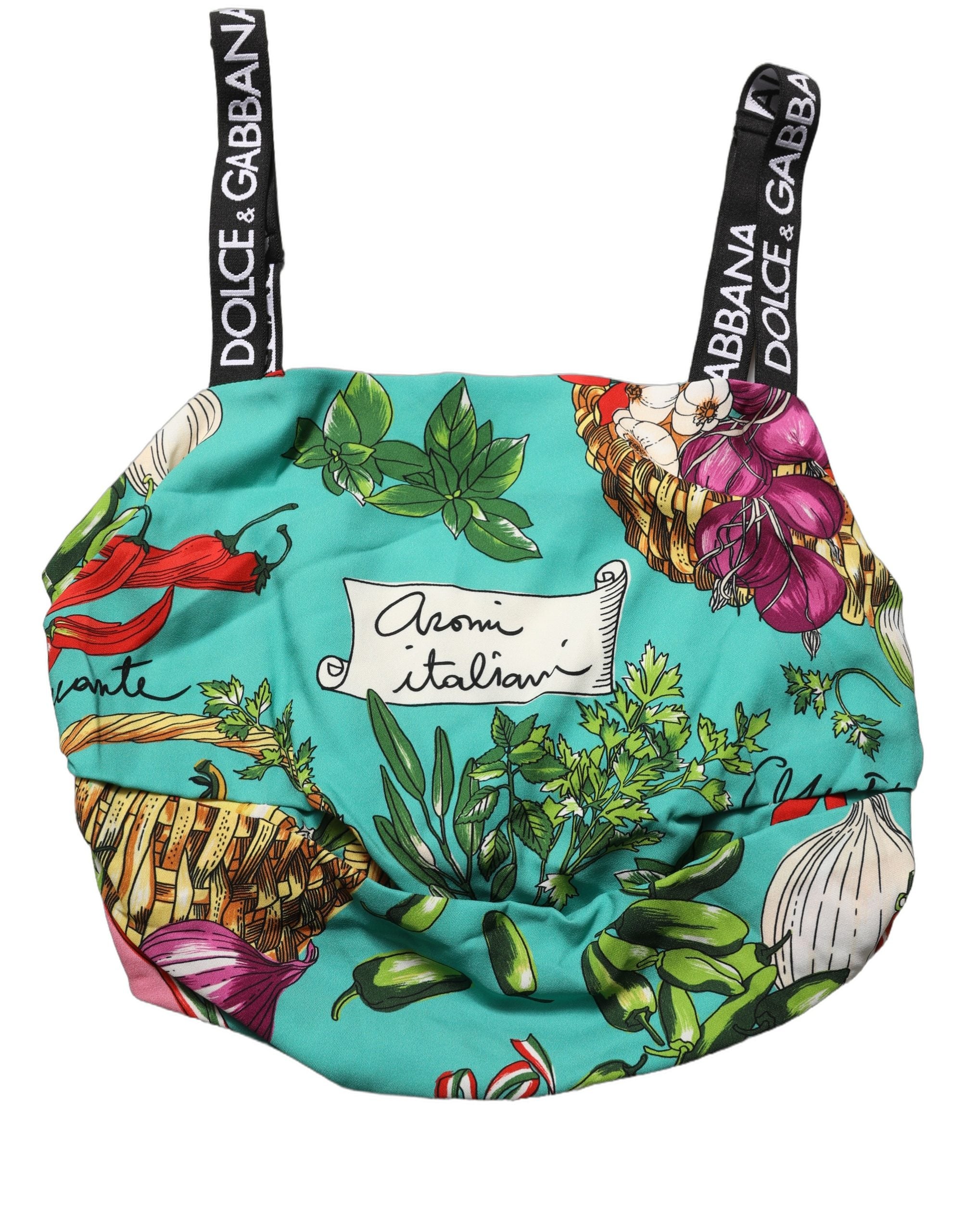 Dolce & Gabbana Multicolor Silk Vegetable Print Cropped Top Dolce & Gabbana