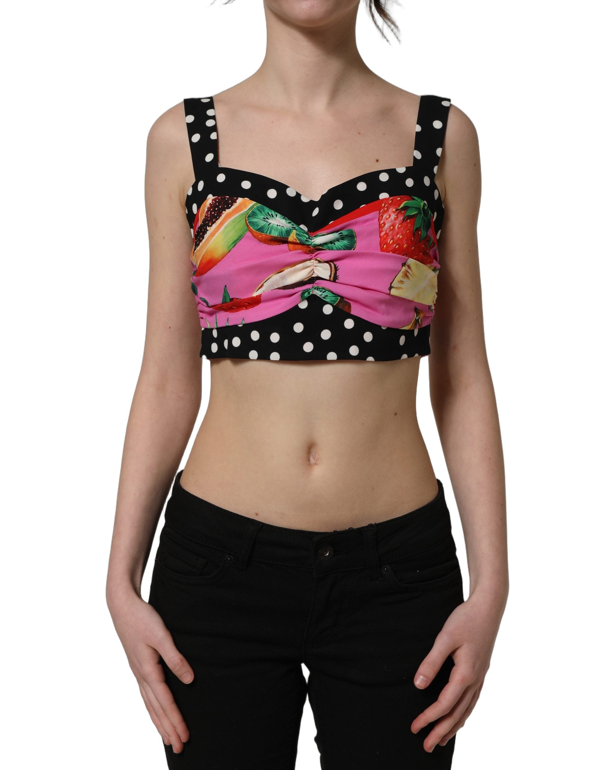 Dolce & Gabbana Multicolor Silk Cropped Bustier Corset Top Dolce & Gabbana