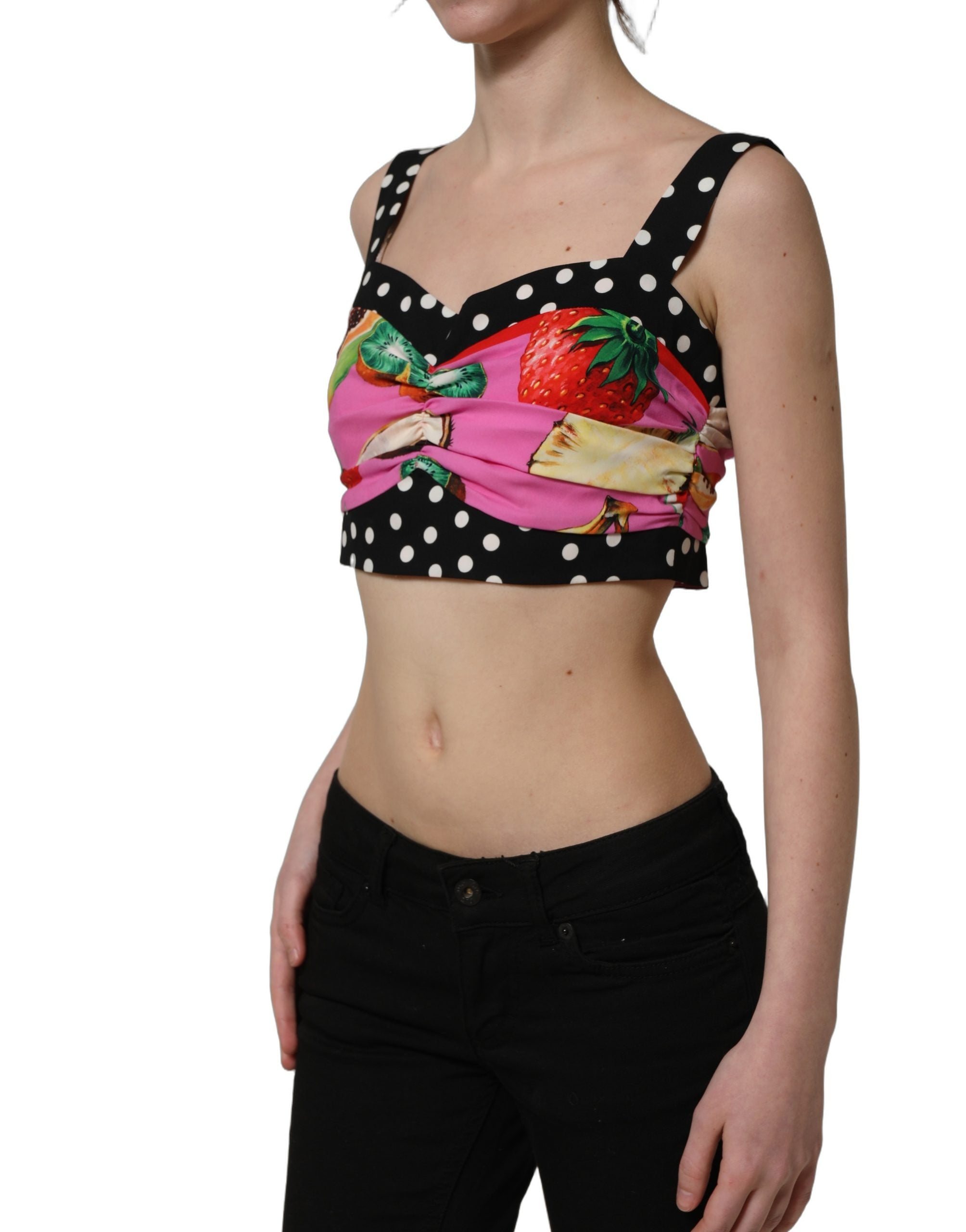 Dolce & Gabbana Multicolor Silk Cropped Bustier Corset Top Dolce & Gabbana