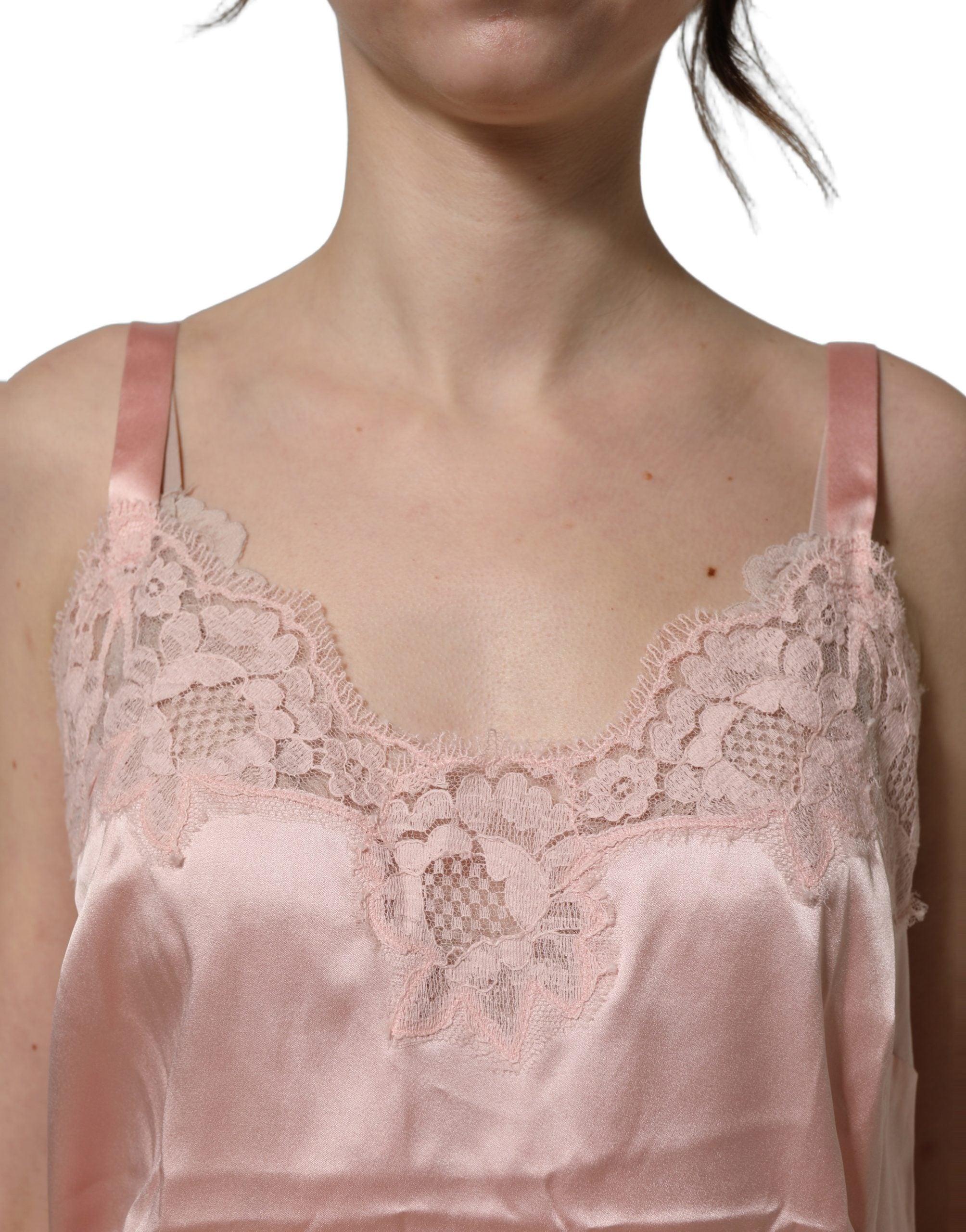 Dolce & Gabbana Light Pink Floral Lace Lingerie Underwear Top Dolce & Gabbana