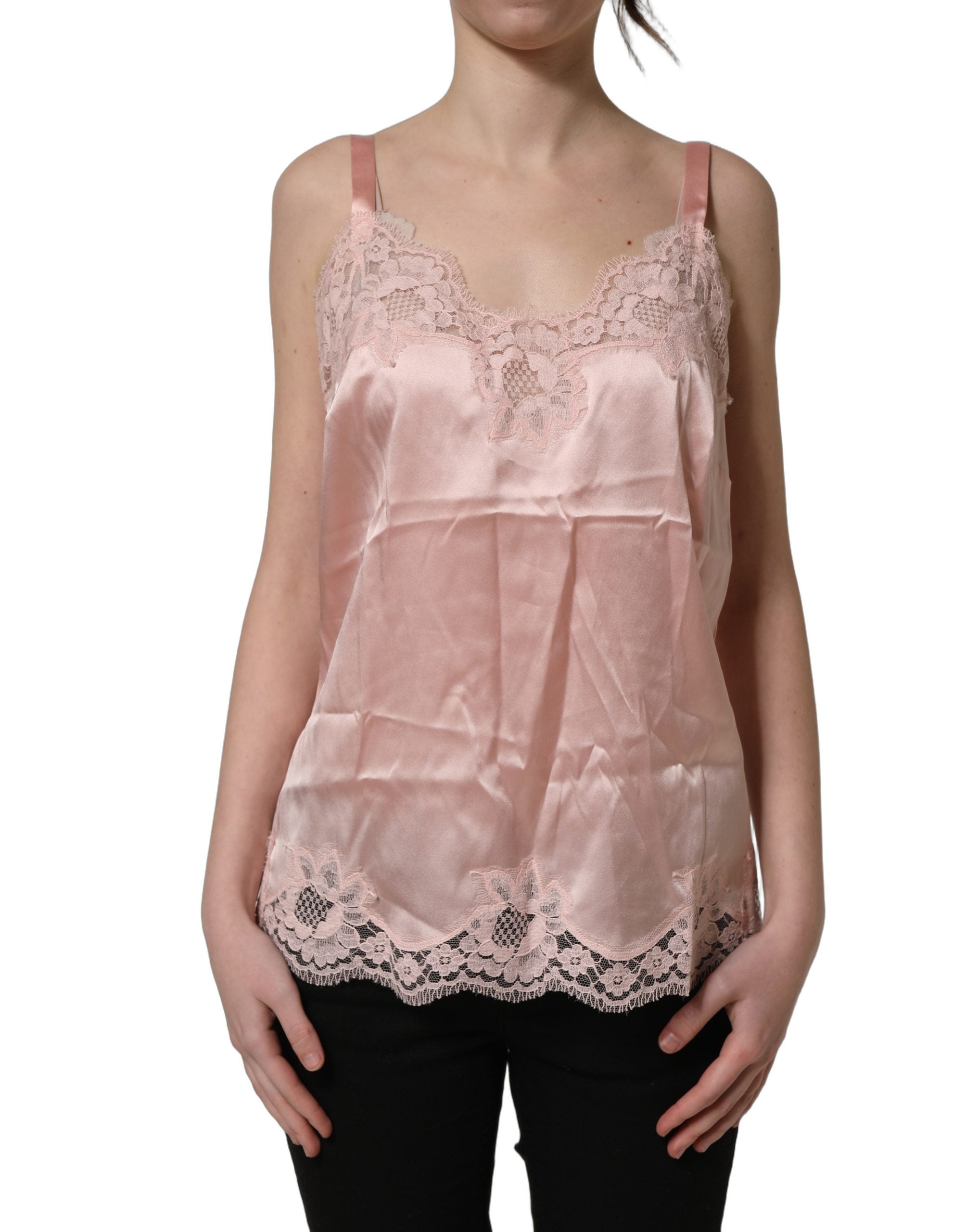 Dolce & Gabbana Light Pink Floral Lace Lingerie Underwear Top Dolce & Gabbana