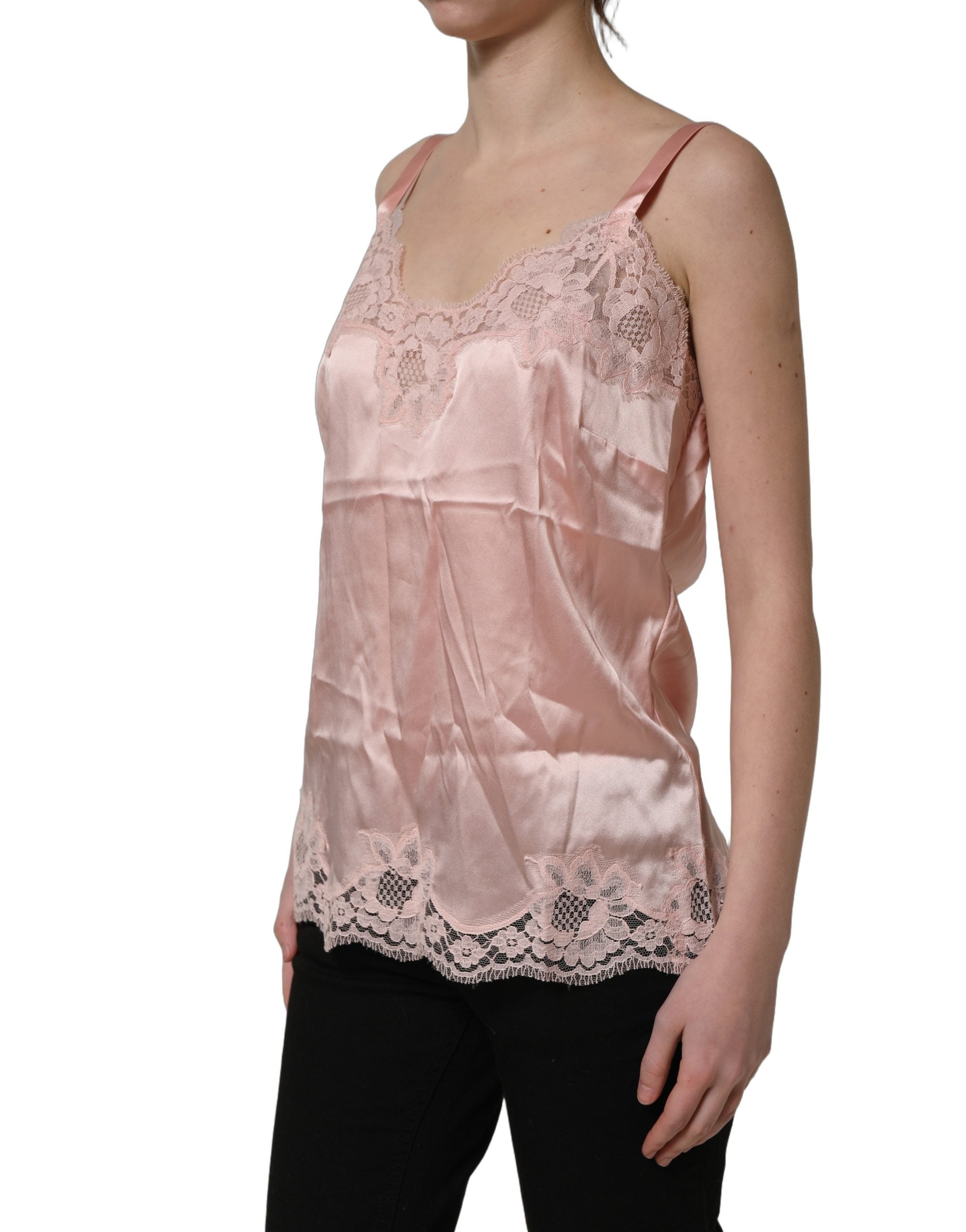 Dolce & Gabbana Light Pink Floral Lace Lingerie Underwear Top Dolce & Gabbana