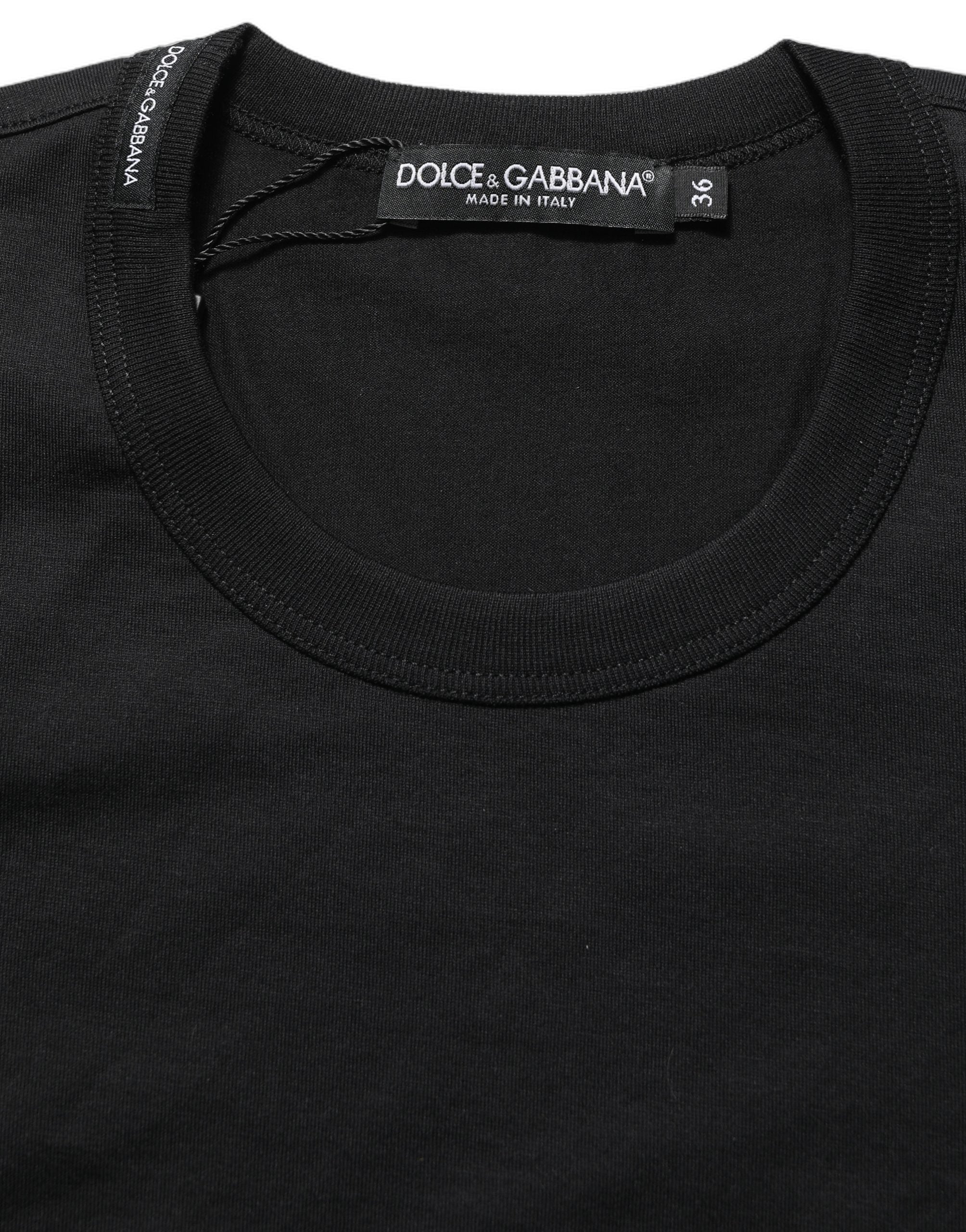 Dolce & Gabbana Black Cotton Short Sleeves Crew Neck T-shirt Dolce & Gabbana